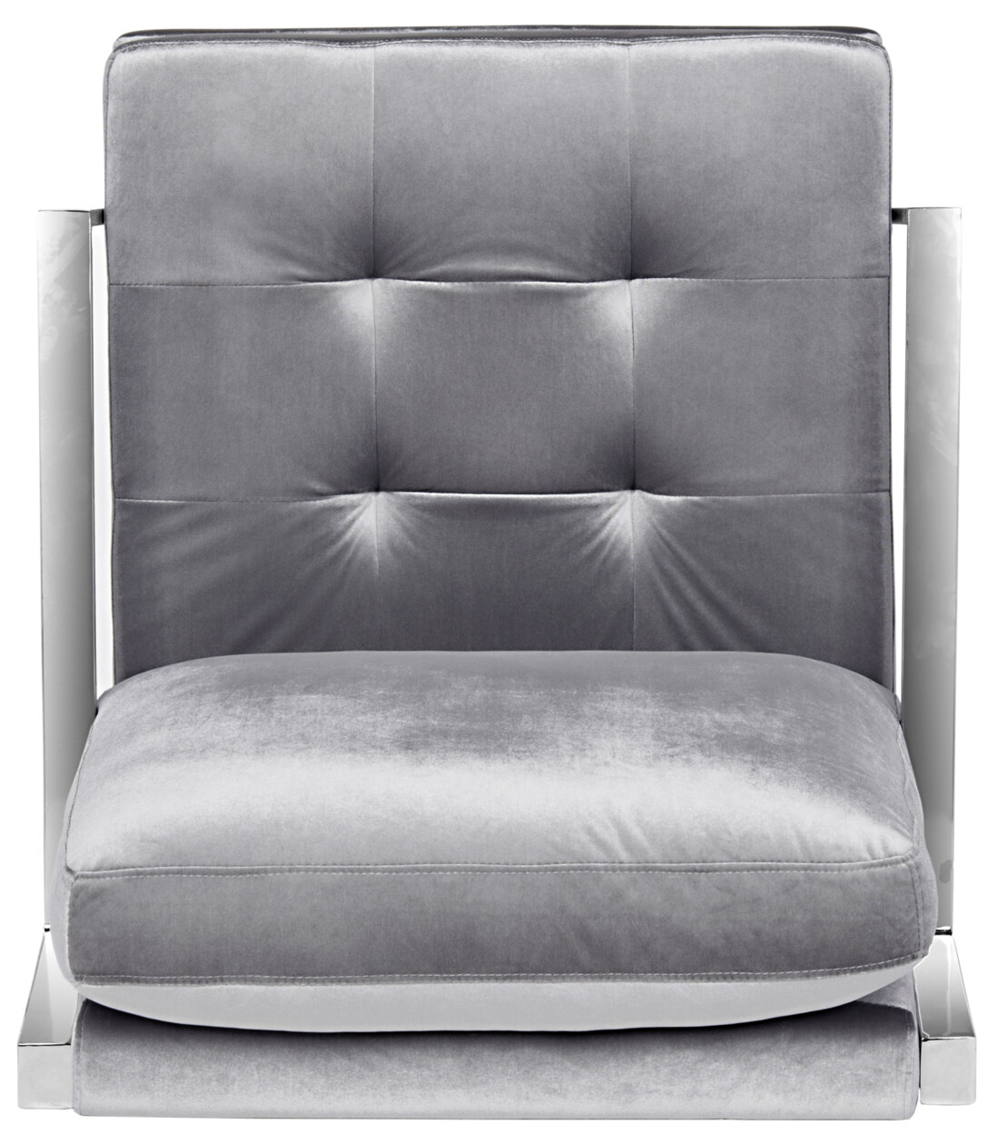 SAFAVIEH Walden Modern Tufted Velvet Chrome Accent Chair | Light Grey |