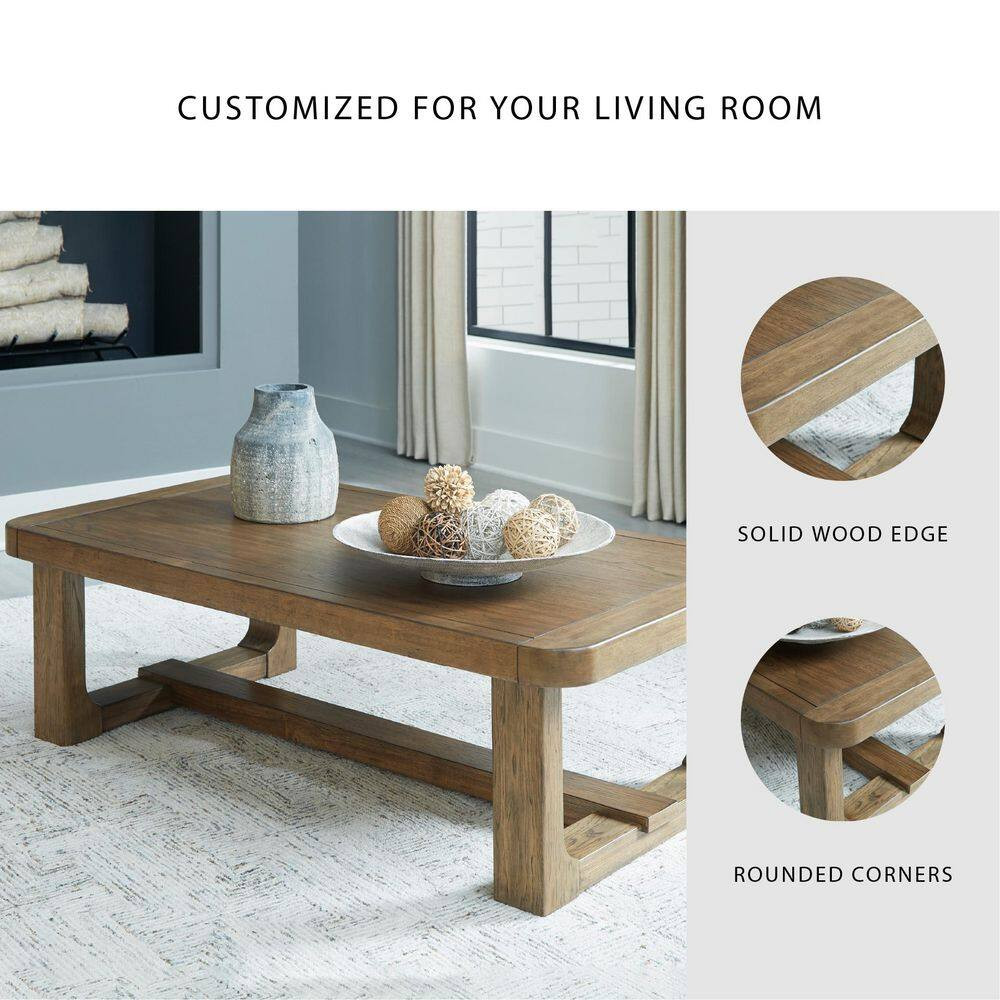 Cabalynn 56.25 In. Light Brown Rectangle MDF Coffee Table