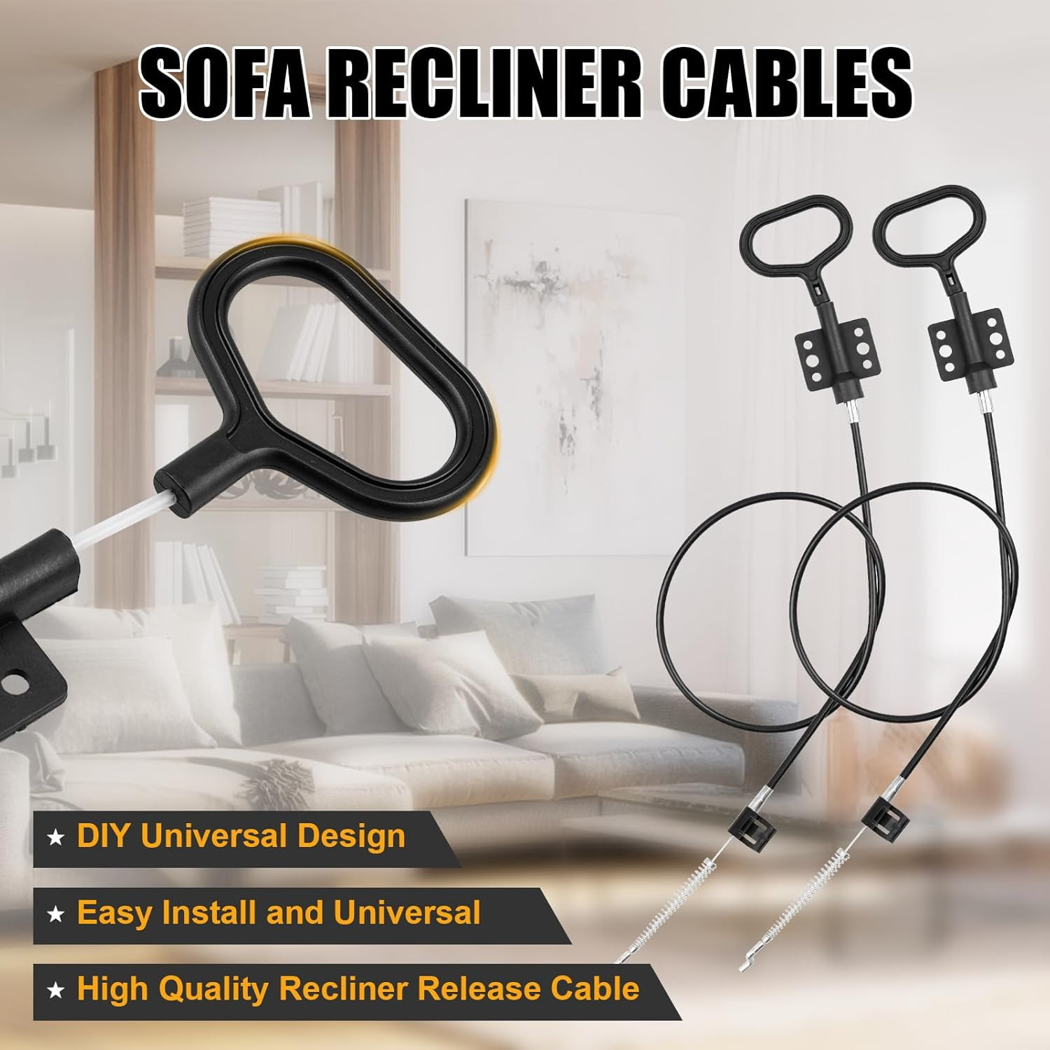 Sofa Recliner Cables 2PCS Release Cables Replacement D Ring Pull Handle Recliner