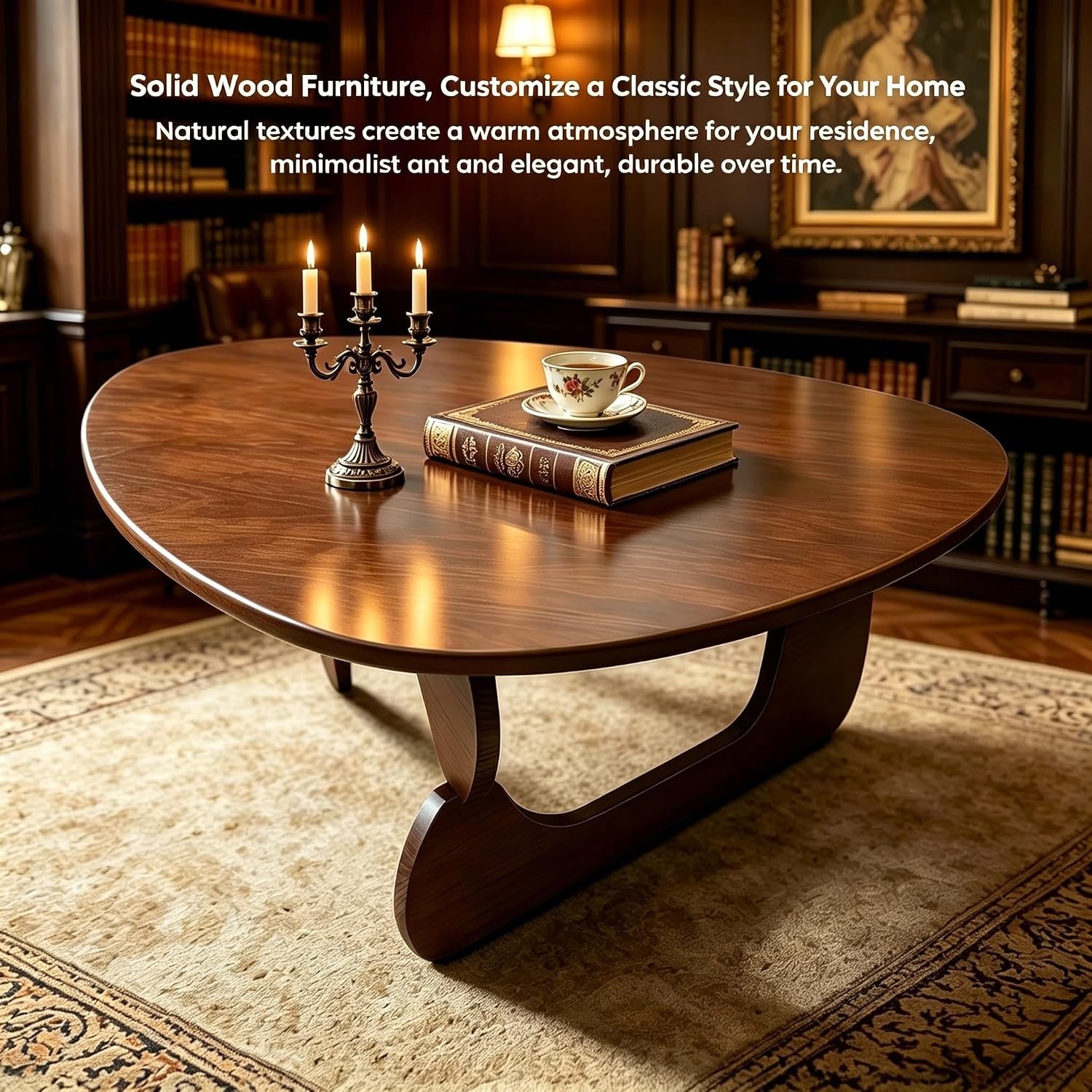 Modern Solid Wood Coffee Table Unique Triangle Center Table Living Room,35.4″ x