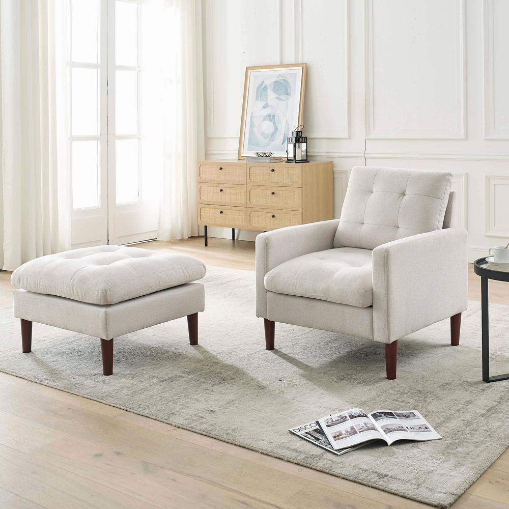 Sturdy and Durable Fabric Single Sofa Chair Armchair with Solid Wood Legs
