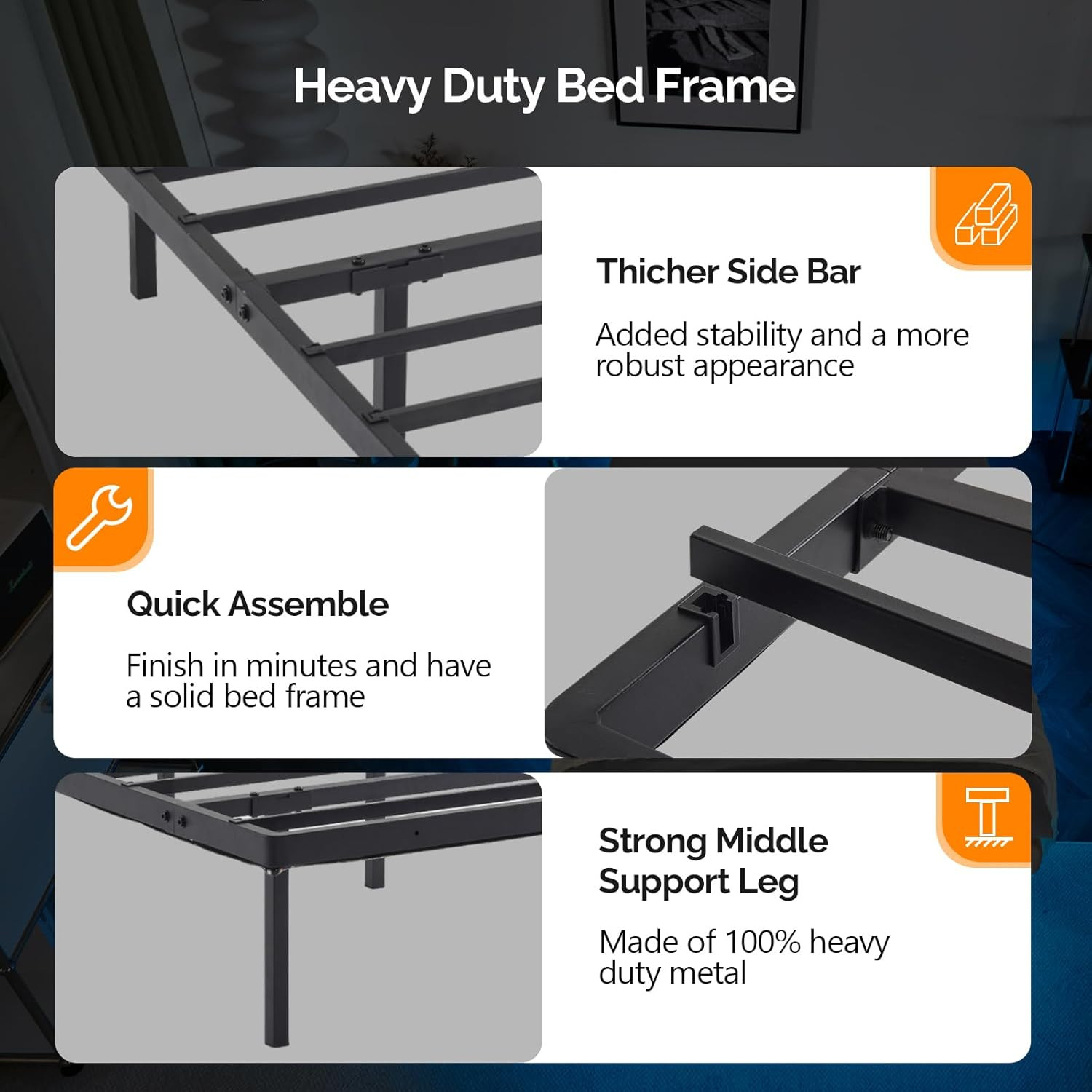Floating Bed Frame Full Size with Smart LED Lights Heavy Duty Modern Metal