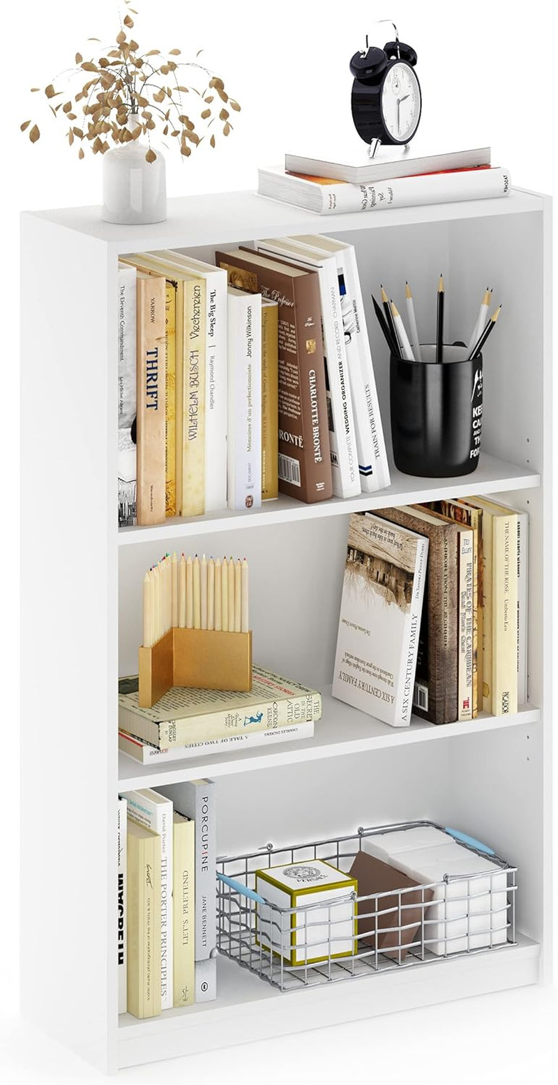 JAYA Book Shelf, 3-Tier Bookshelf, Bookcase with Adjustable Shelves, 9.5 X 24.5