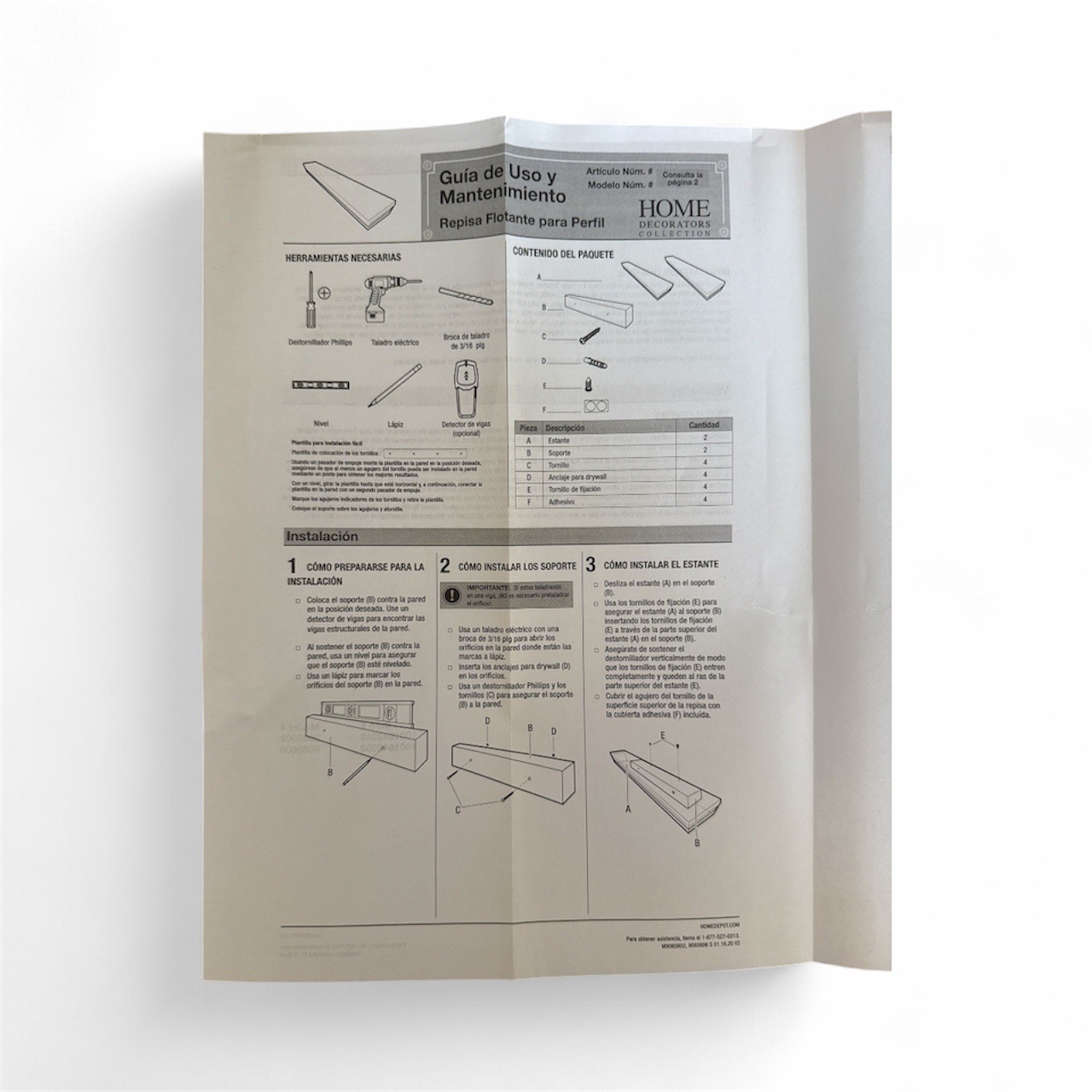 Home Decorators Collection Profile Shelf Wall-Mountable In White,plus hardware.