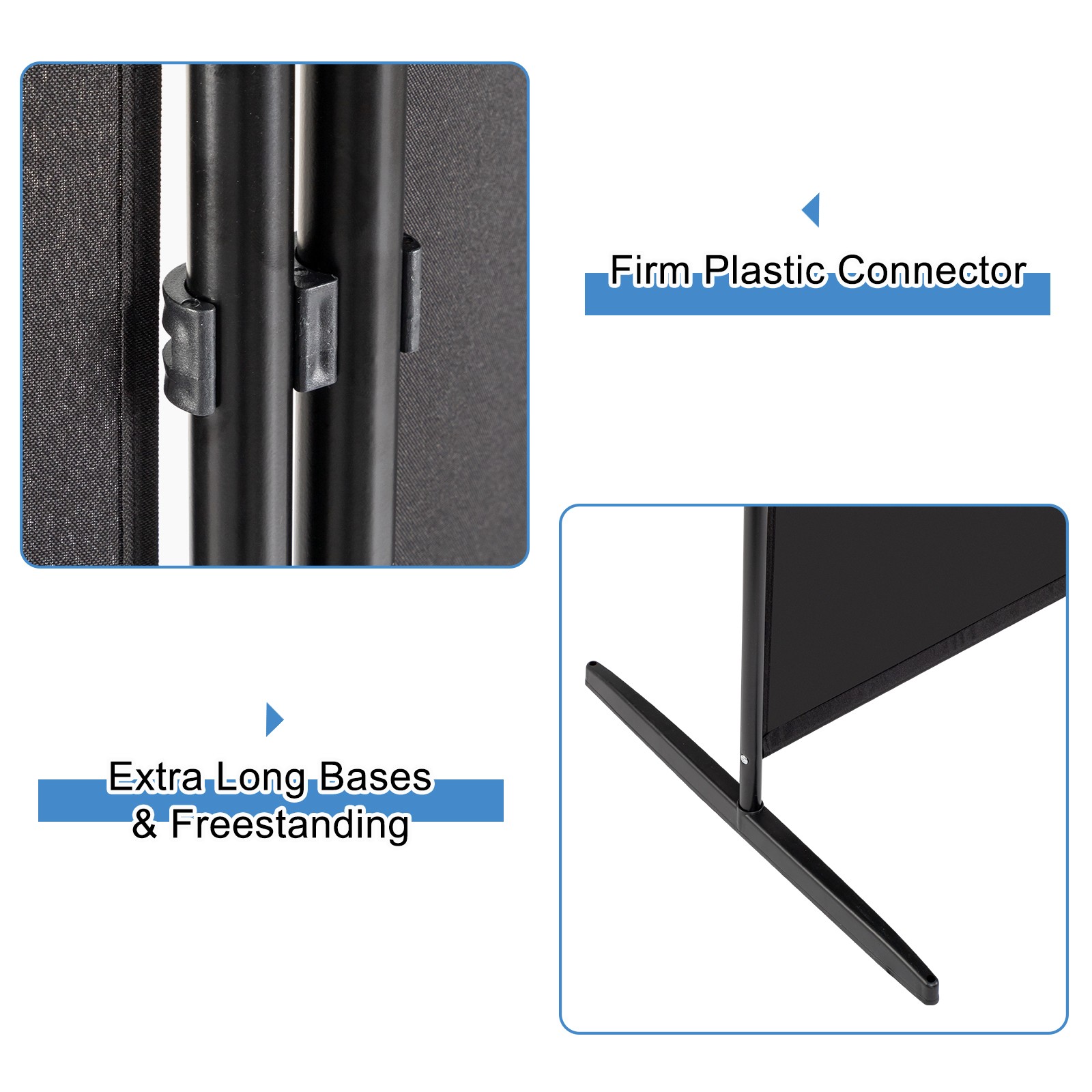 6FT 4-Fold 160g Polyester Fabric Plastic Foot Carbon Steel Frame Foldable Screen