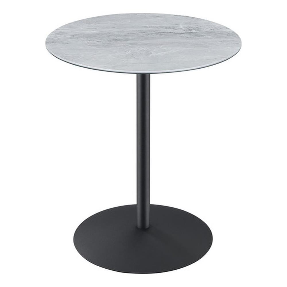 Circa 17.5″ Round End Table with Gray Marble Textured Glass Top
