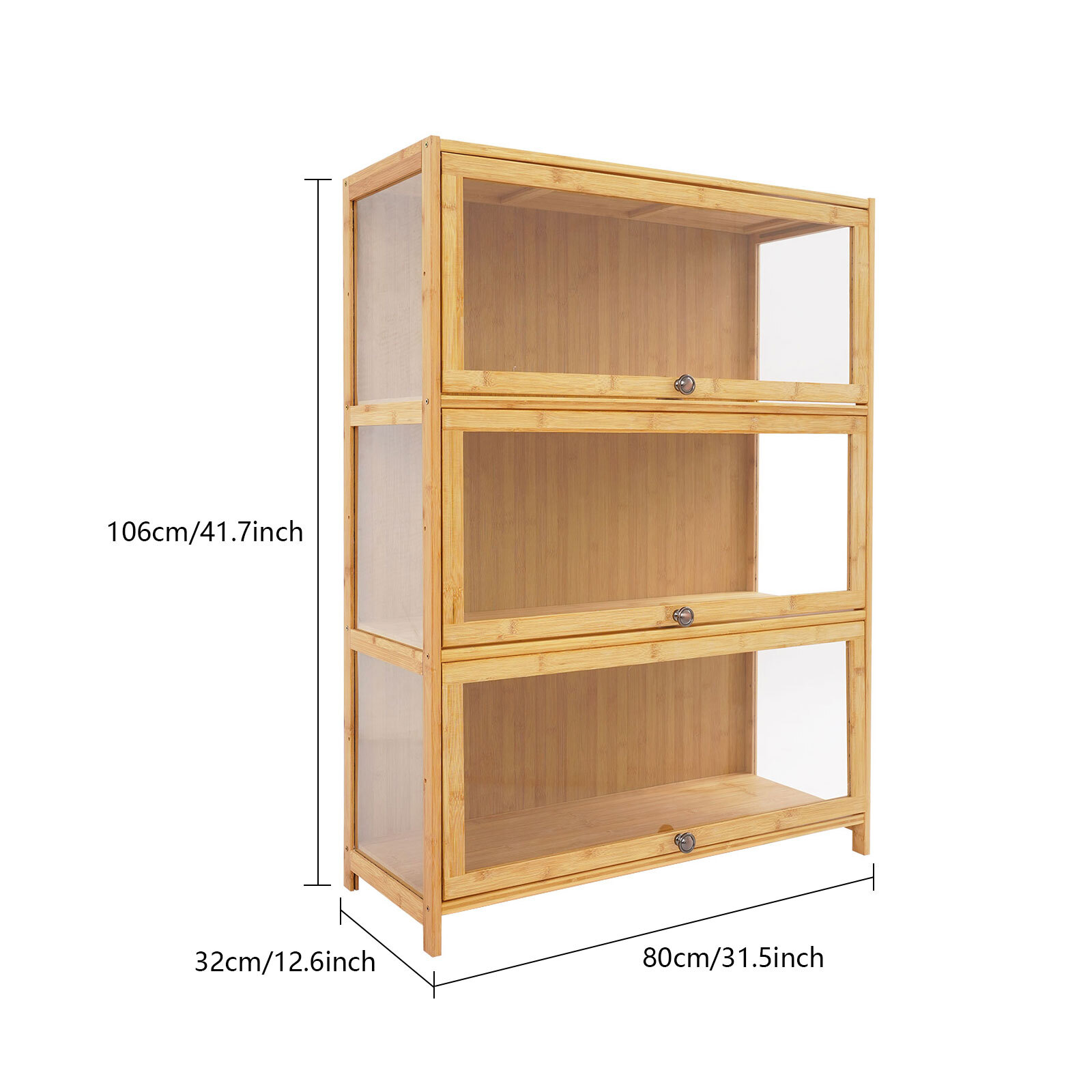 3 Tiers Mode Toys Storage Cabinet Shelf 31.5*12.6*41.7in Log Color Display Case