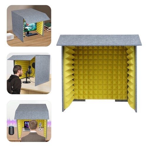 60*60cm Soundproof Removable Cover Desktop IsolationAbsorbing Shield Yellow