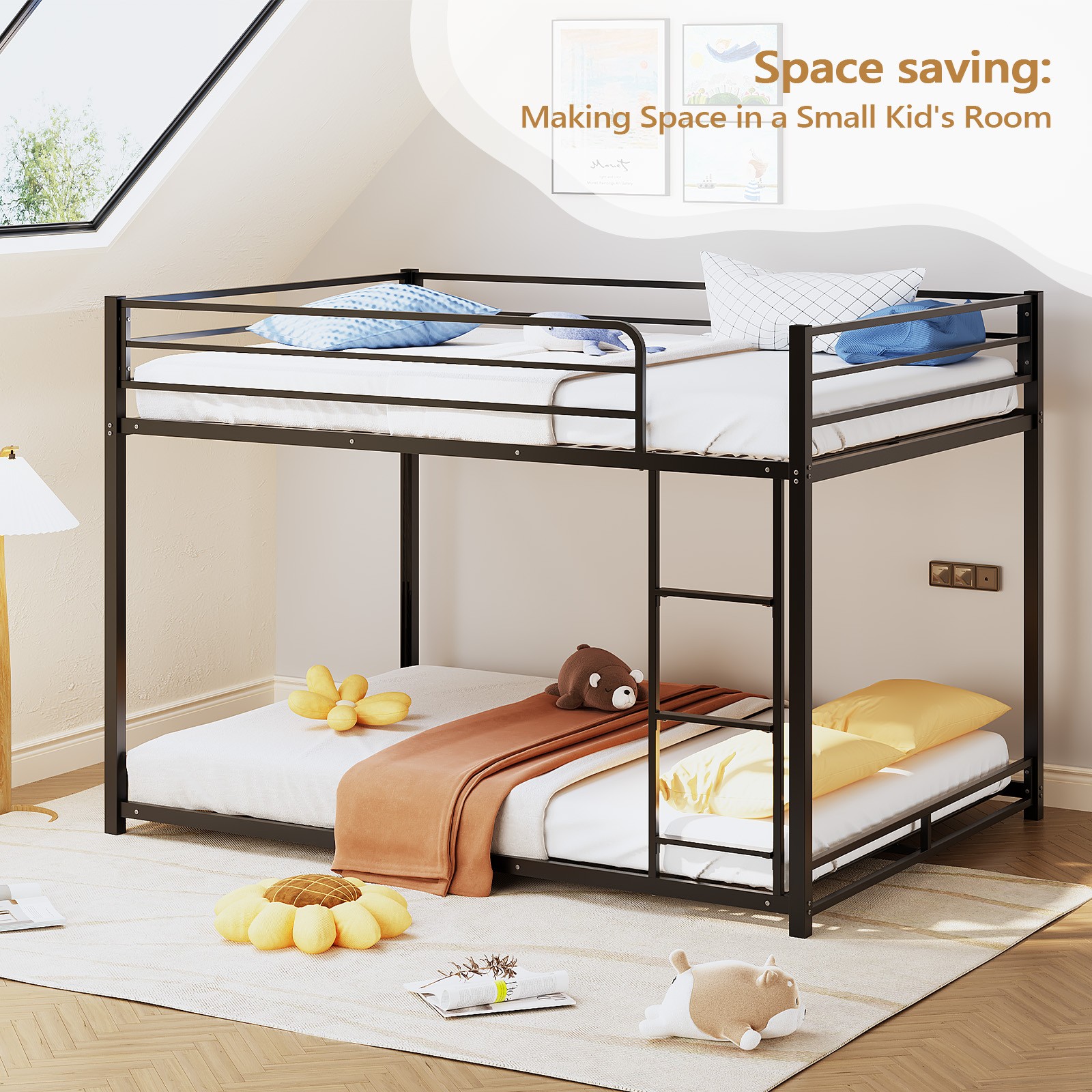 Modern Full-Over-Full Bunk Bed for Kids Teens Privacy & Fun in Shared Dorms