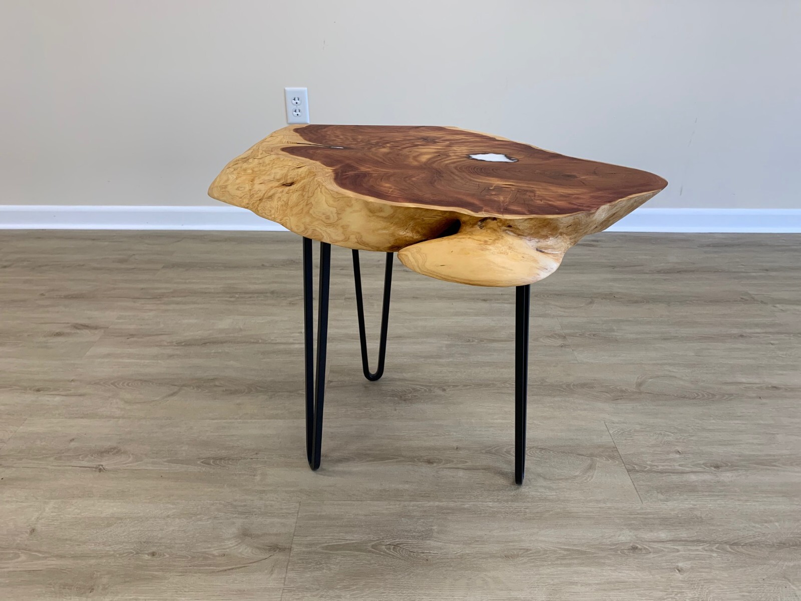 Greenage Natural Cedar Root Live Edge Coffee Table with Hairpin Legs Heavy Thick