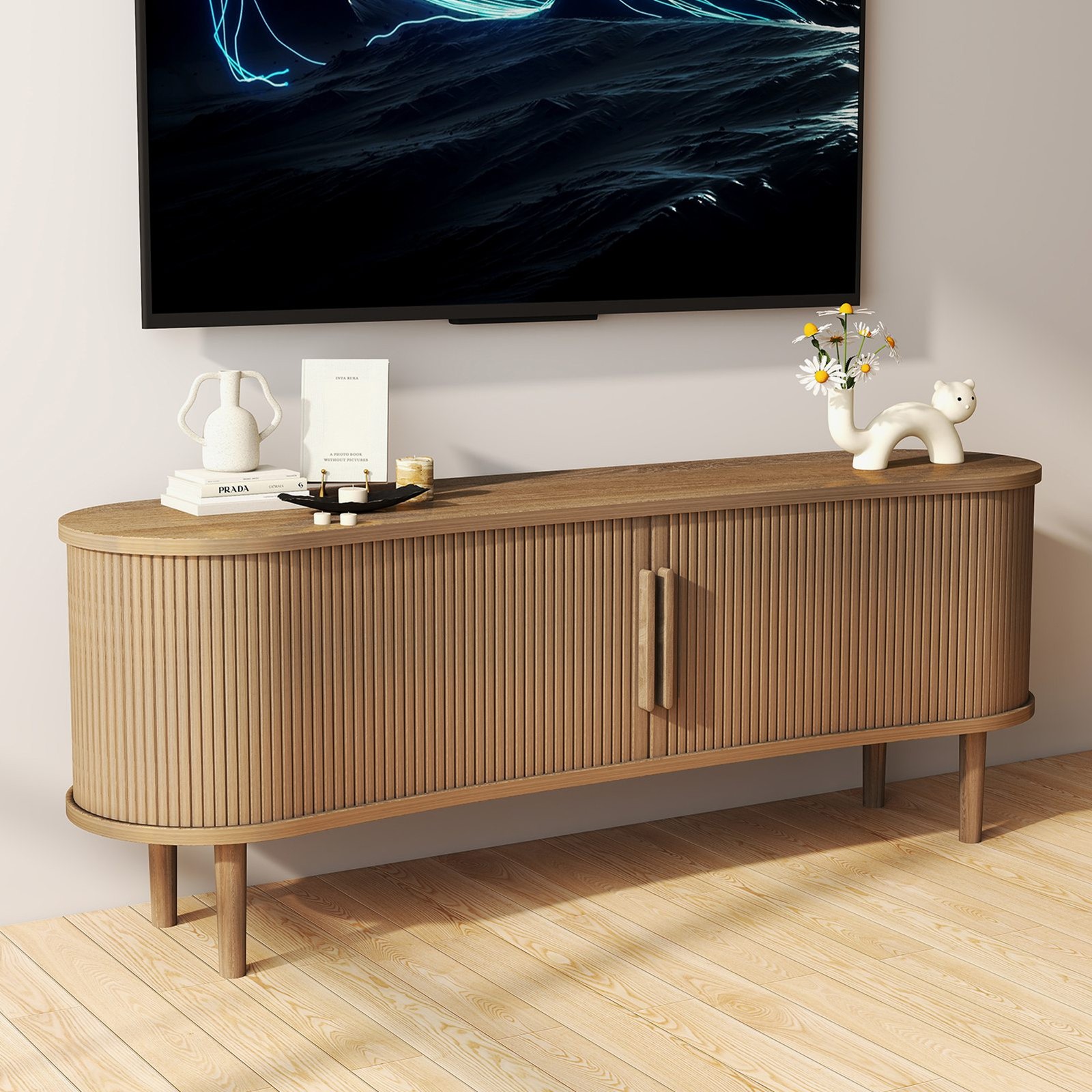 63inch TV Unit Stand Cabinet Entertainment Media Living Room Bedroom Sideboard