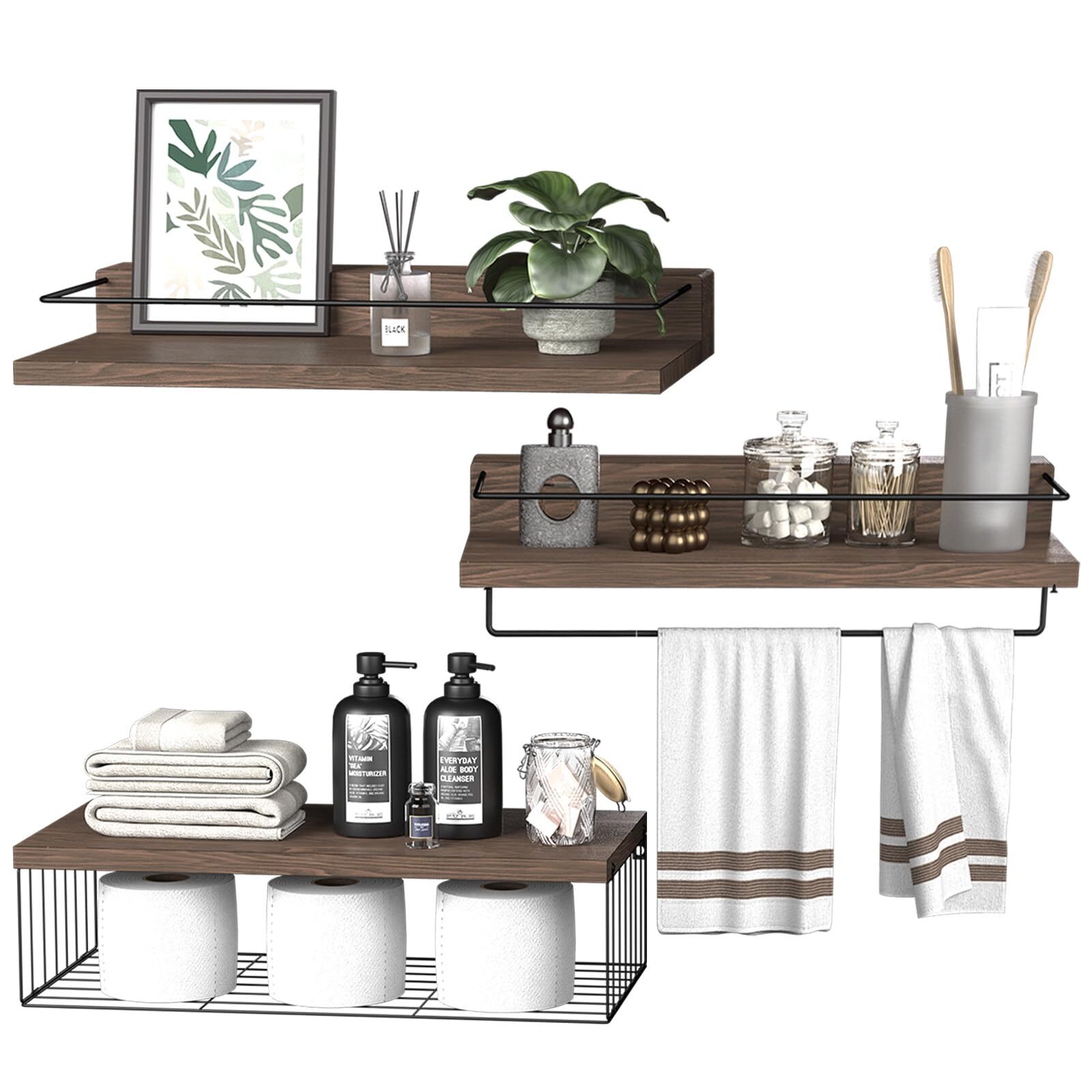 22.5 Inches Bathroom Shelves Over Toilet For Wall Floating Shelves With Storage