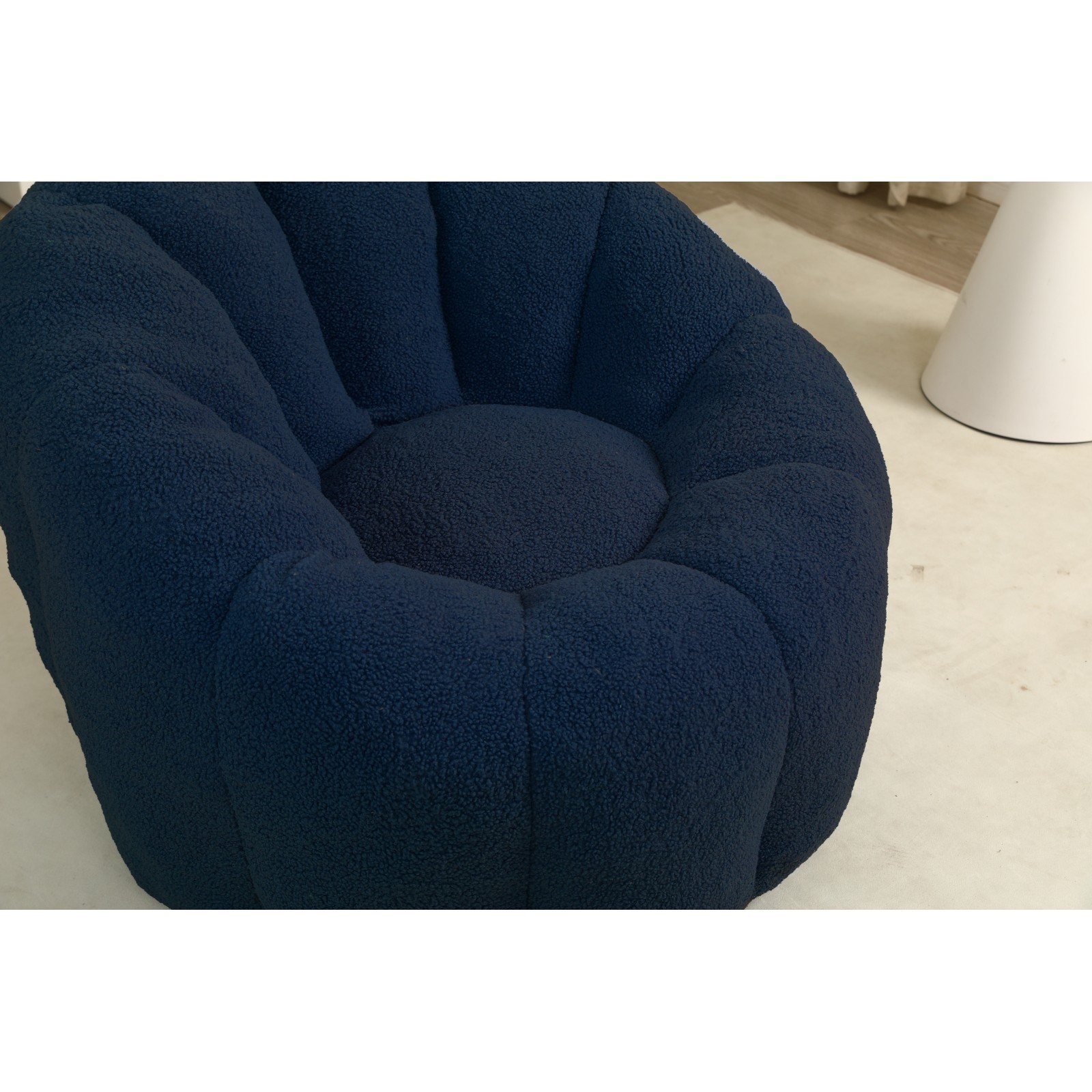 Giant Bean Bag Chair with Memory Foam Filler Dark Blue Teddy Fabric