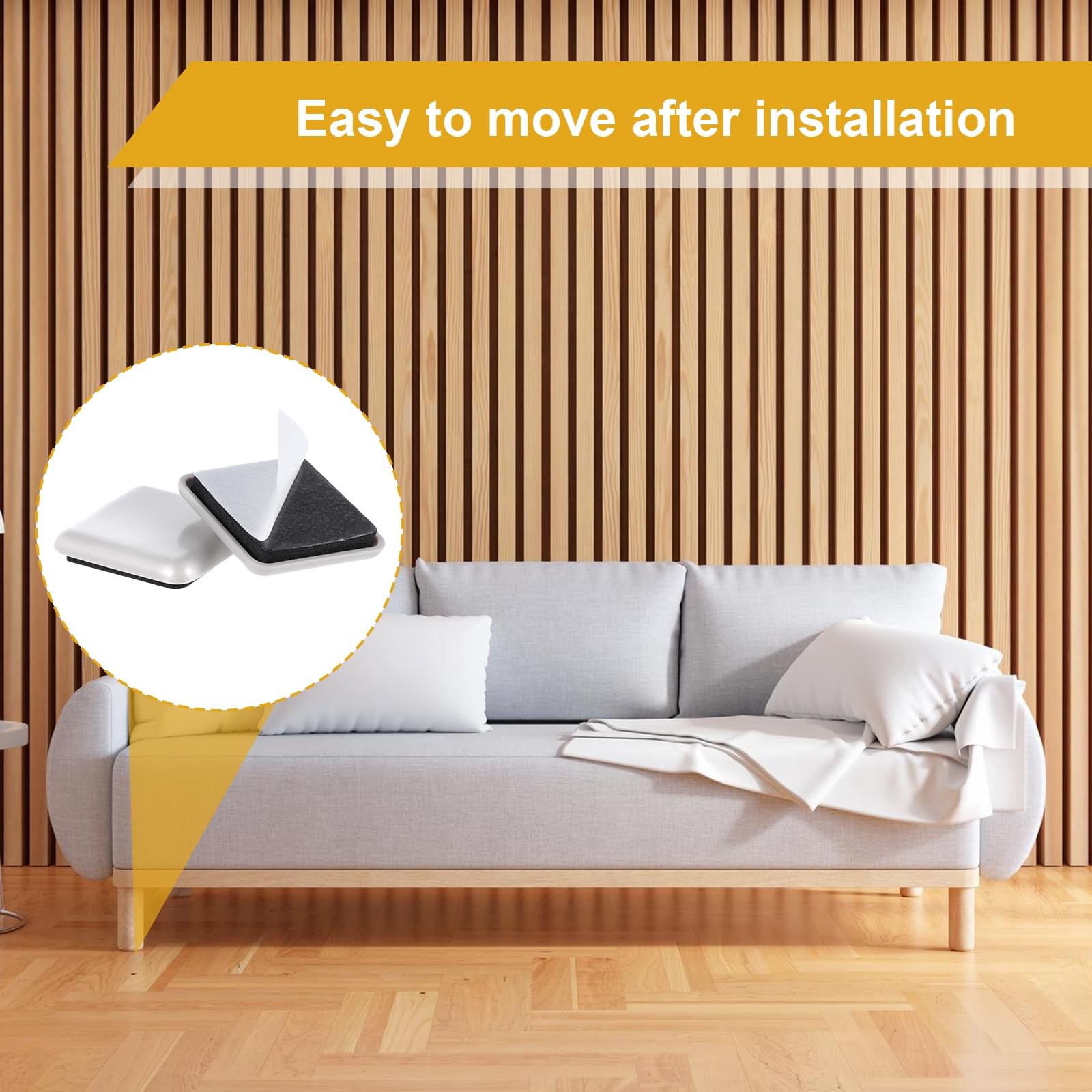 12Pcs Furniture Sliders,1.5 Inches Square Self-Adhesive Furniture Sliders Pads,