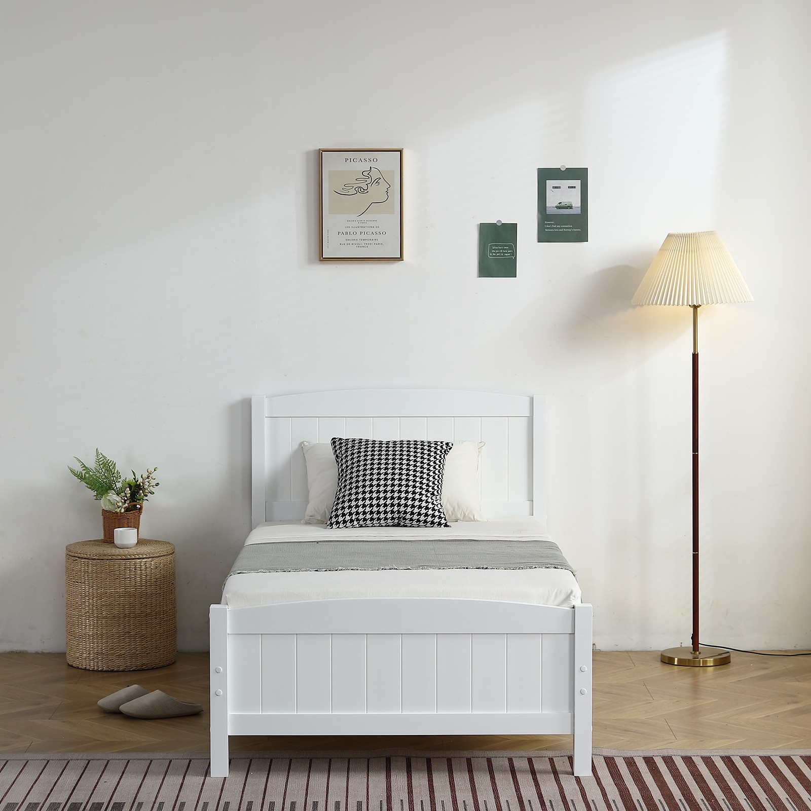 FCH Twin Pine Single-Layer Core Vertical Stripe Full-Board Curved Bed Head With