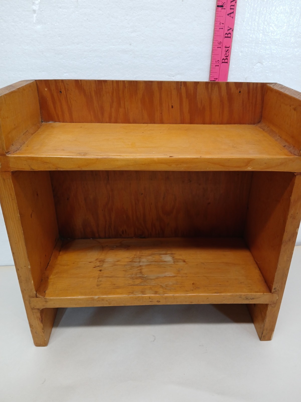 Vintage Solid Pine Tabletop Bookshelf Display Shelf Primitive Wood 14x14x6