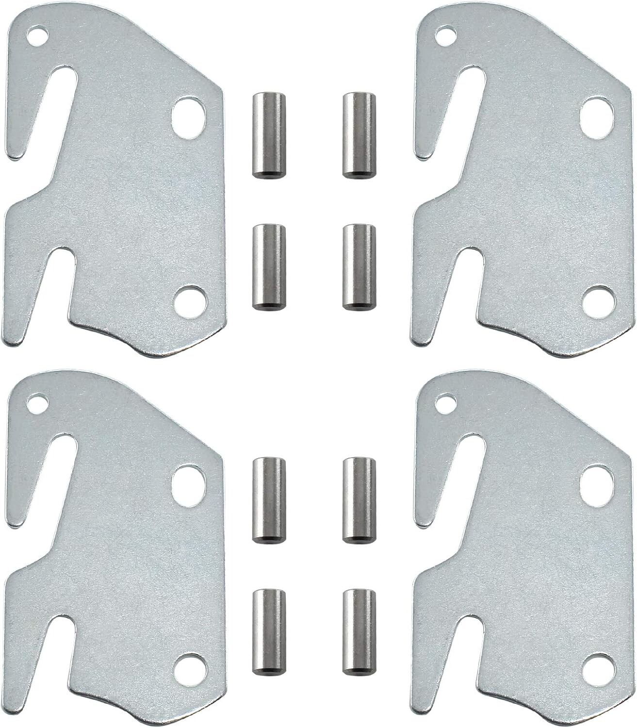 4 Pcs #10 Bed Frame Hooks Wooden Bed Rail Hook Plates with Pin Bed Rail Bracket