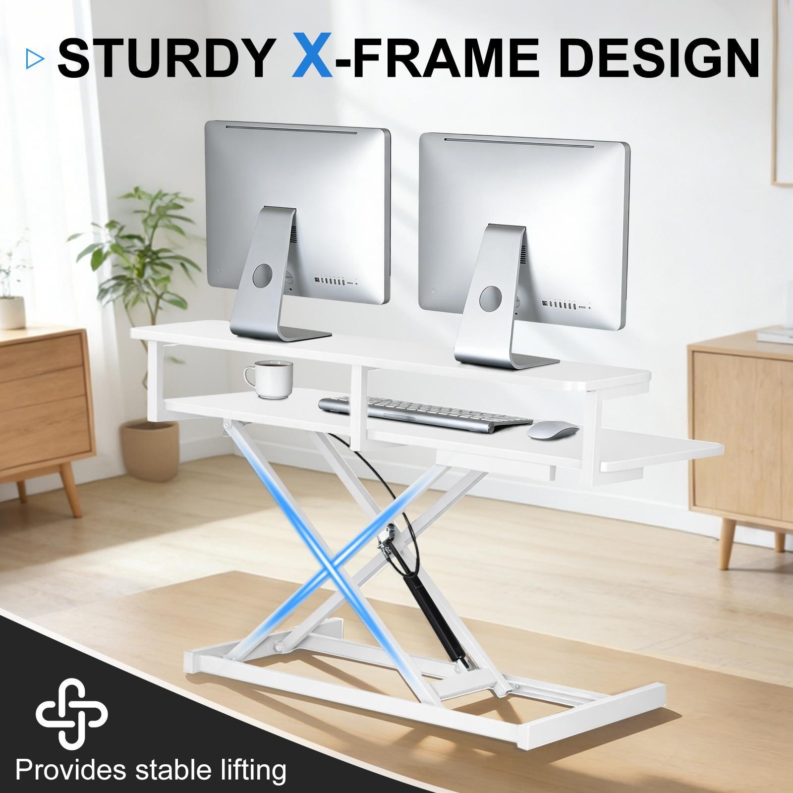 Height Adjustable Standing Desk Riser 37″ Sit to Stand Converter Workstation