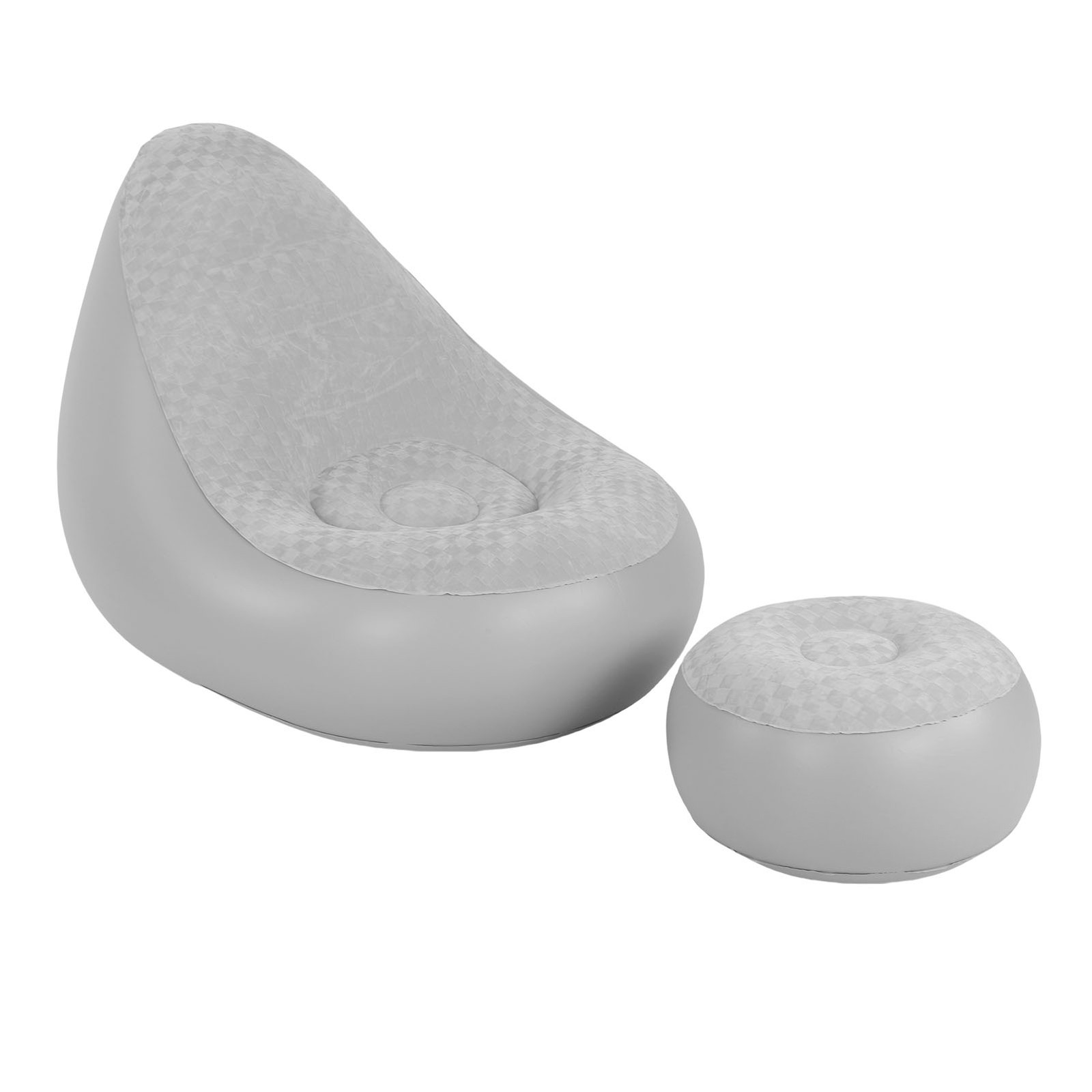 Inflatable Chair Air Sofa With Footstool Flocked PVC Material Easy To Clean