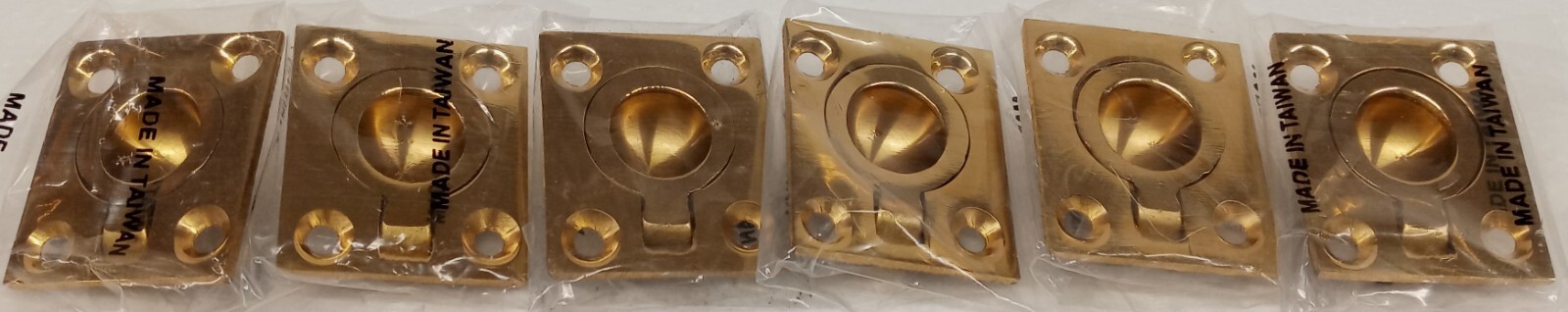 Lot of 6 Flush Ring Pull Brass Modern Hidden Knob Handle………………..5C2