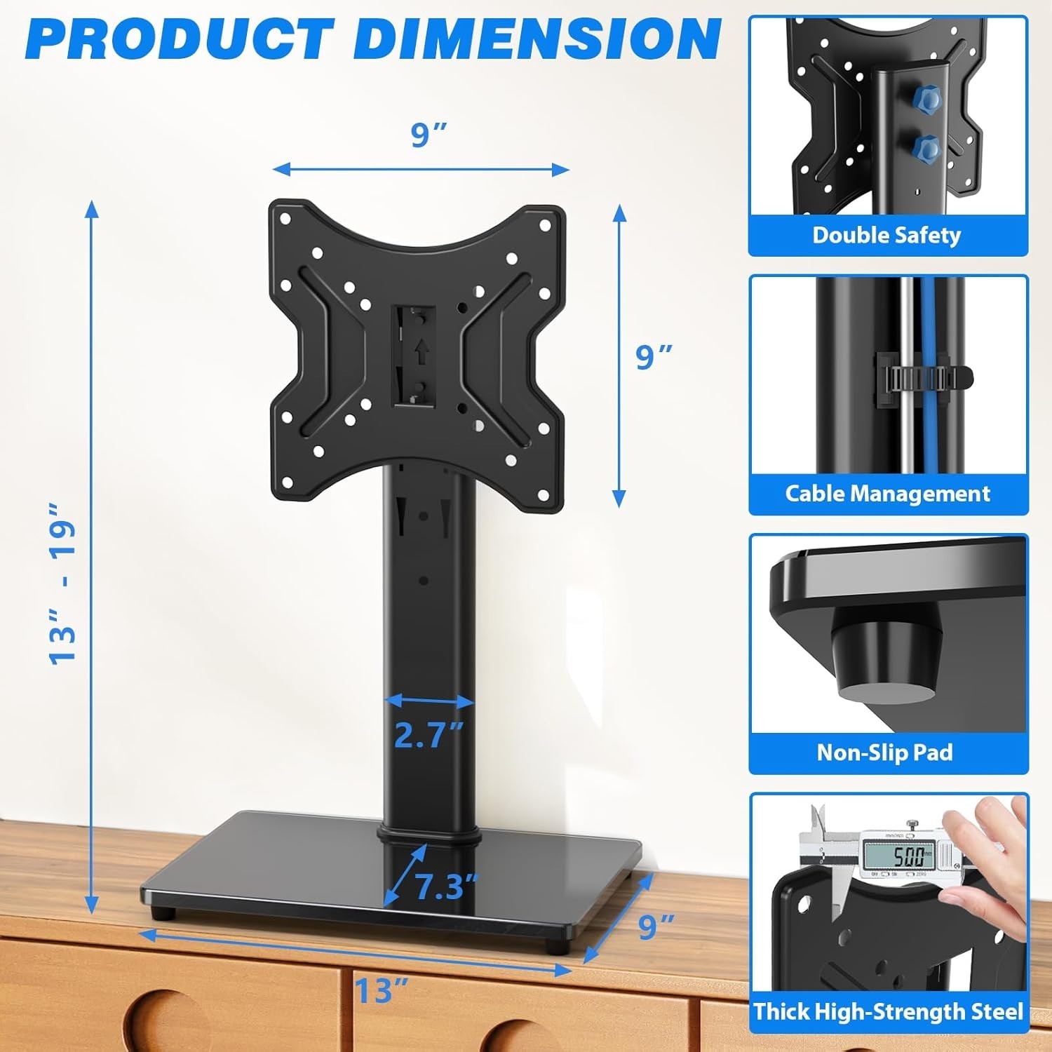 Rfiver Universal Swivel Tabletop TV Stand for Flat Screens 23 24 26 32 39 40 …