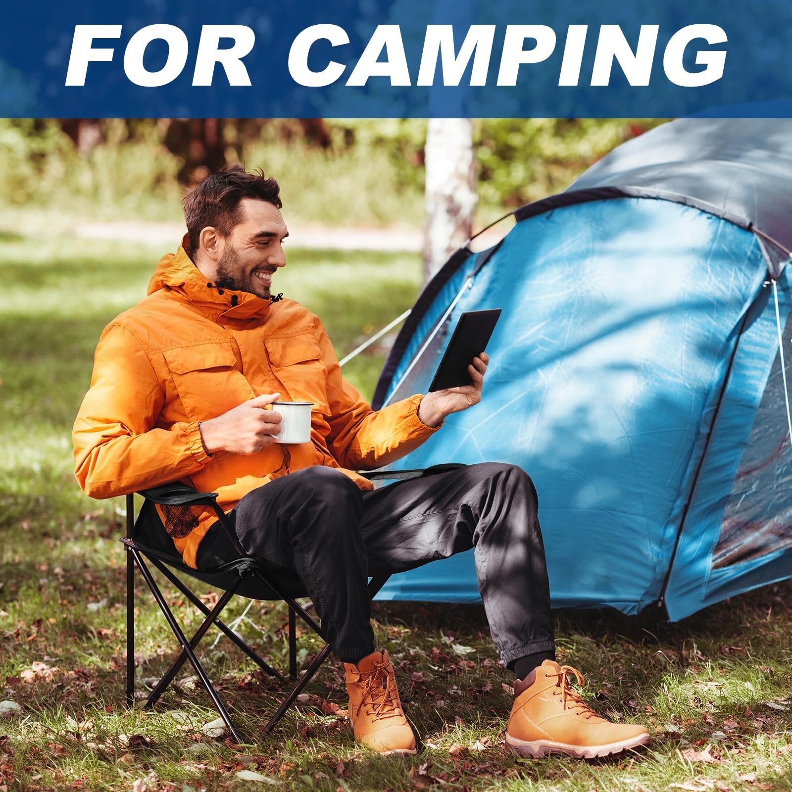 WEIDIORME 2 Pack Lightweight Camping Chairs for Medium, Black 2pcs