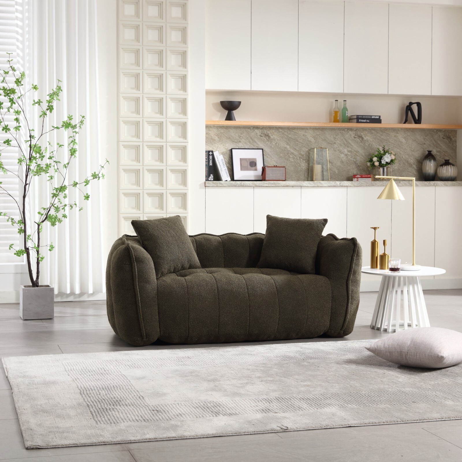 2-Person High-Resilience Foam Beanbag Chair. Cozy Square Reclining Sofa for Gami