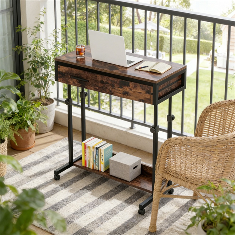 Side Table Compact Computer Desk Versatile Adjustable Rolling Table