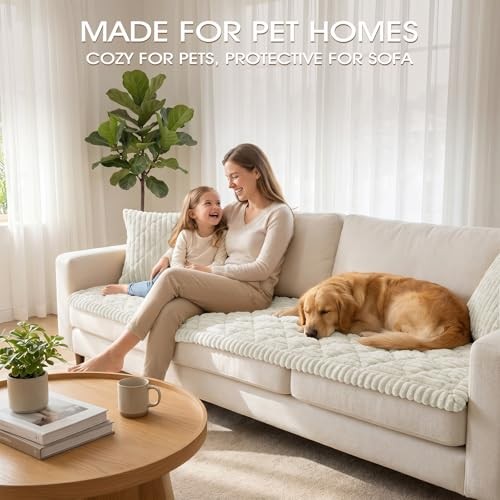 Couch Covers for Dogs, Non Slip Washable Pet Couch Cover for 27.6″ x 59″ White