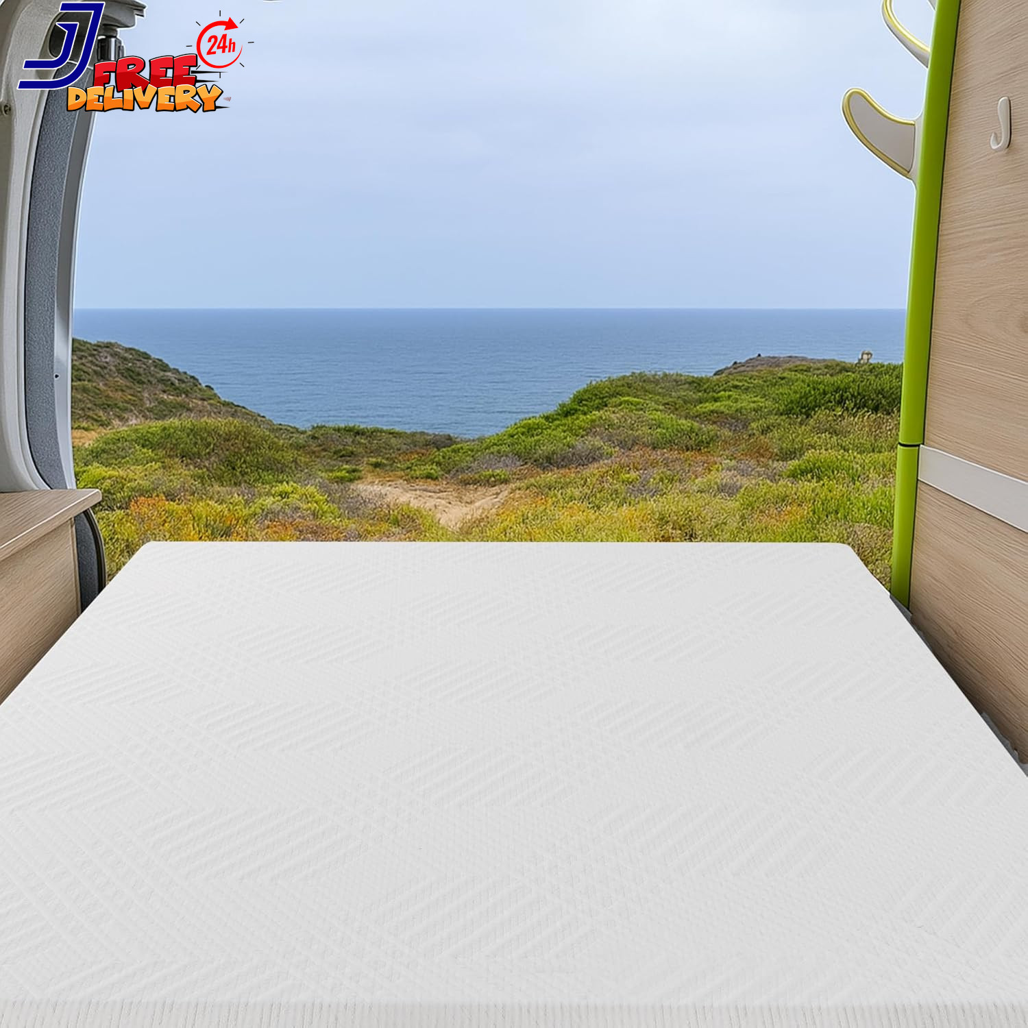 EGO White 10 Inch Short King Memory Foam RV Mattress, Cooling Gel Green Tea Mat