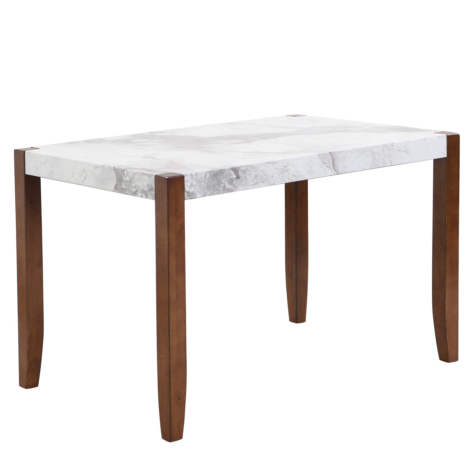 46.5″ Rectangular Faux Marble Dining Table, Rubber Wood Legs, Seats 4-6