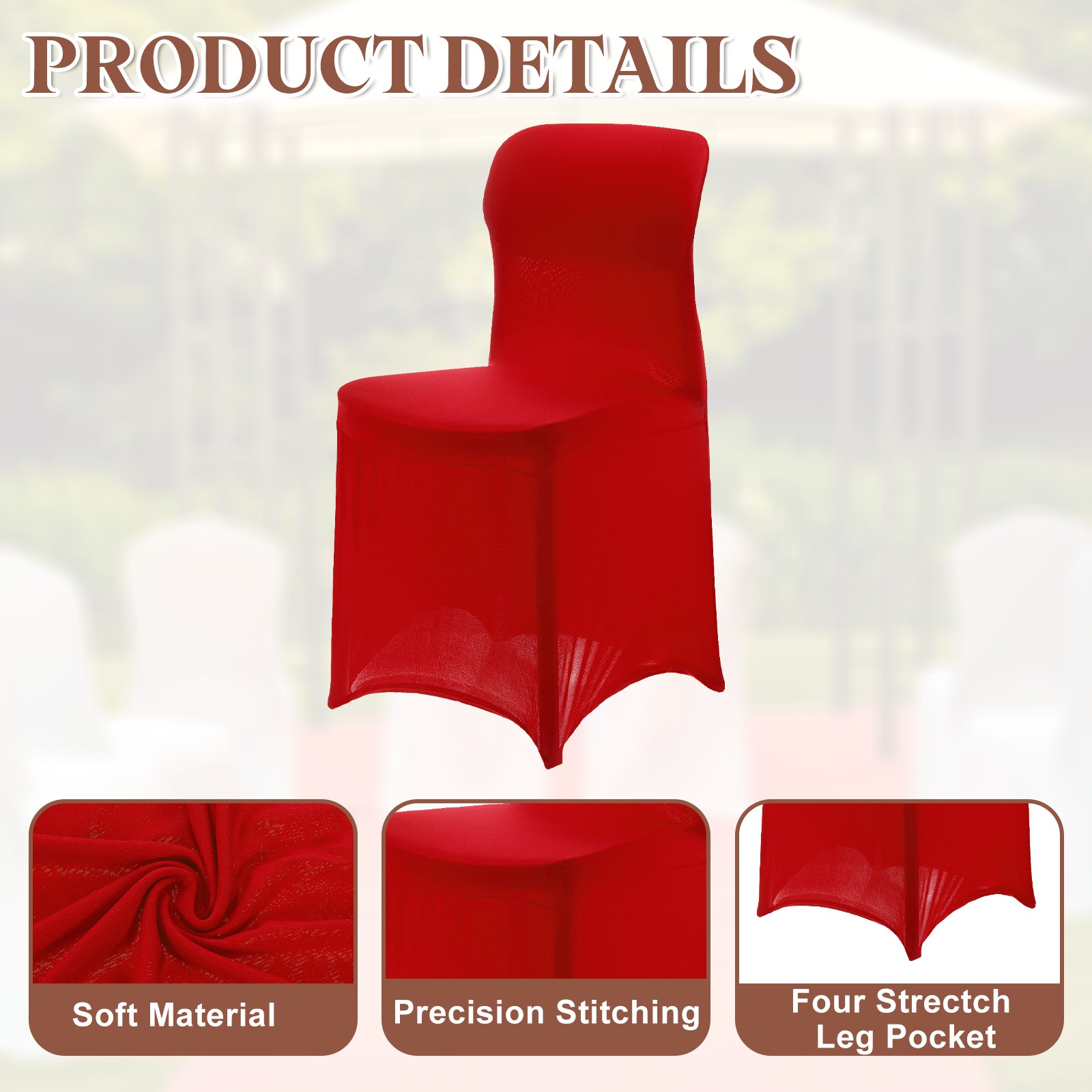 Polyester Spandex Chair Cover 85-105cm Banquet Chair Covers, Red