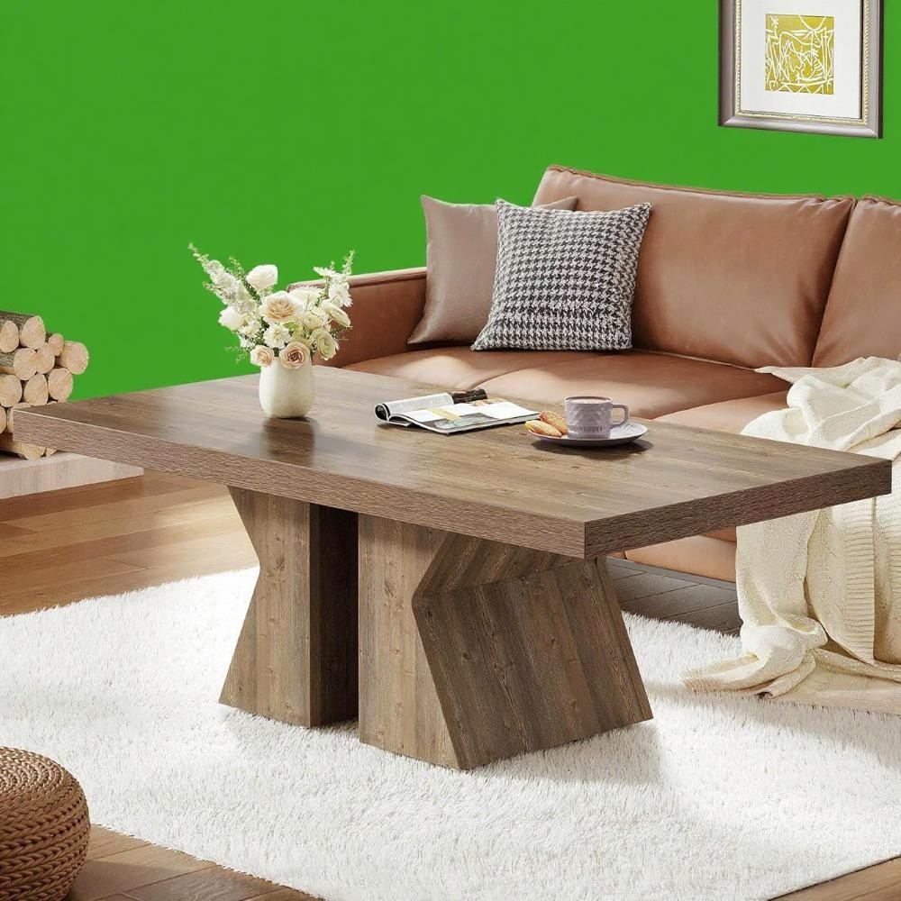 Coffee Table Crafted Out of Pine Wood with A Rustic Black Wood Grain Texture