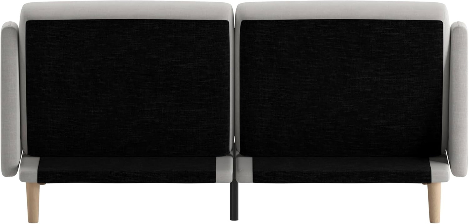 Carter Tufted Split Back Sofa Futon – Stone Faux Linen