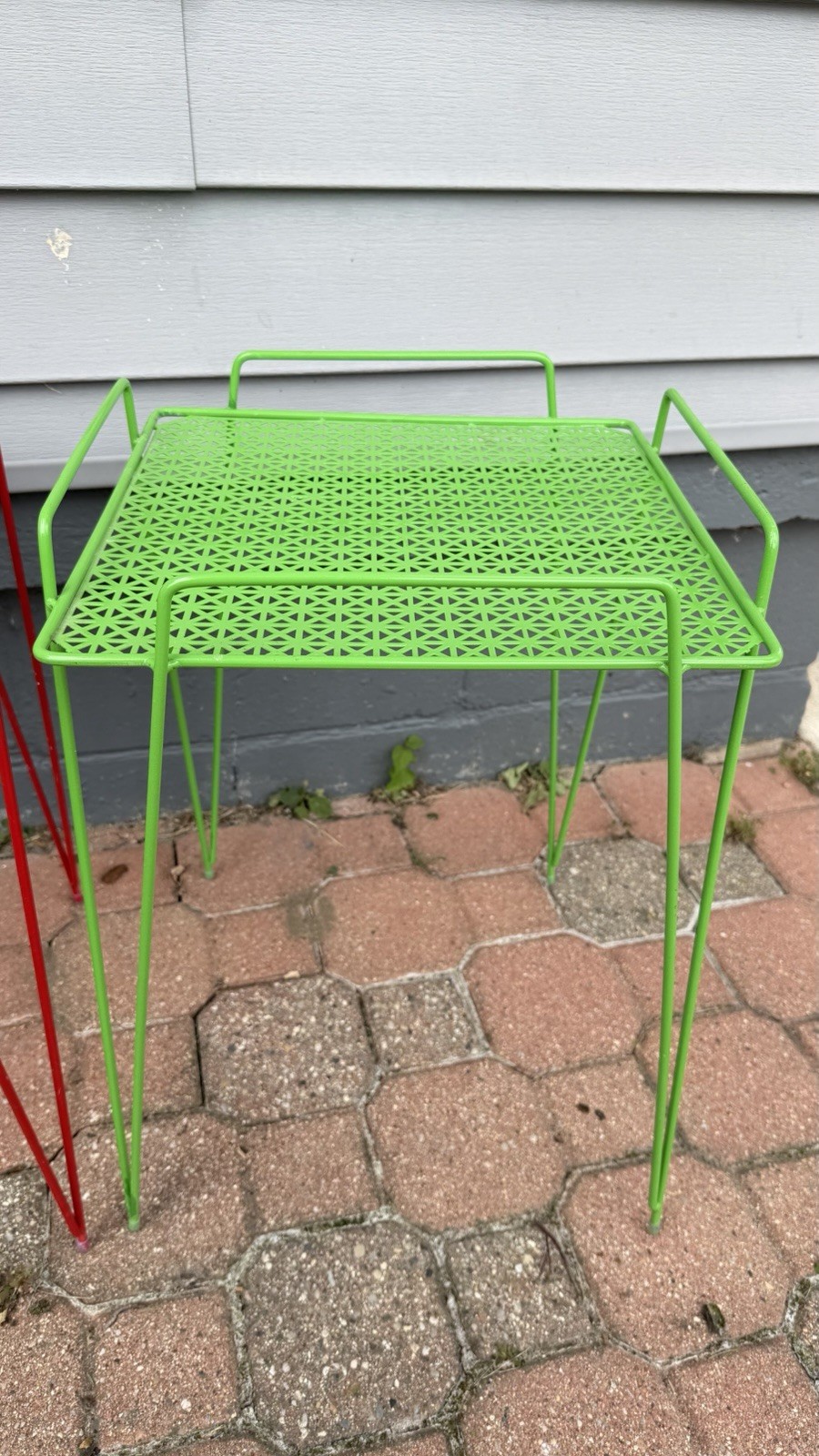 Vtg Mathieu Mategot Style Nesting Stacking Metal Wire Hairpin Tables Set of 3