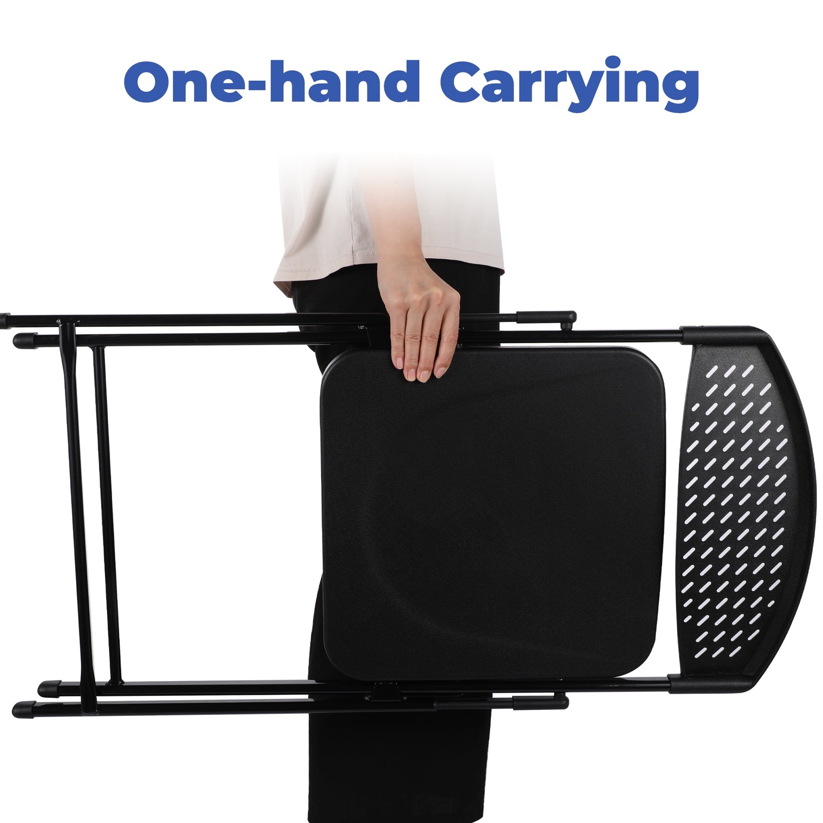 bulk Steel Frame Light-Weight Compact Plastic Folding Chairs,Black (Set of 10)