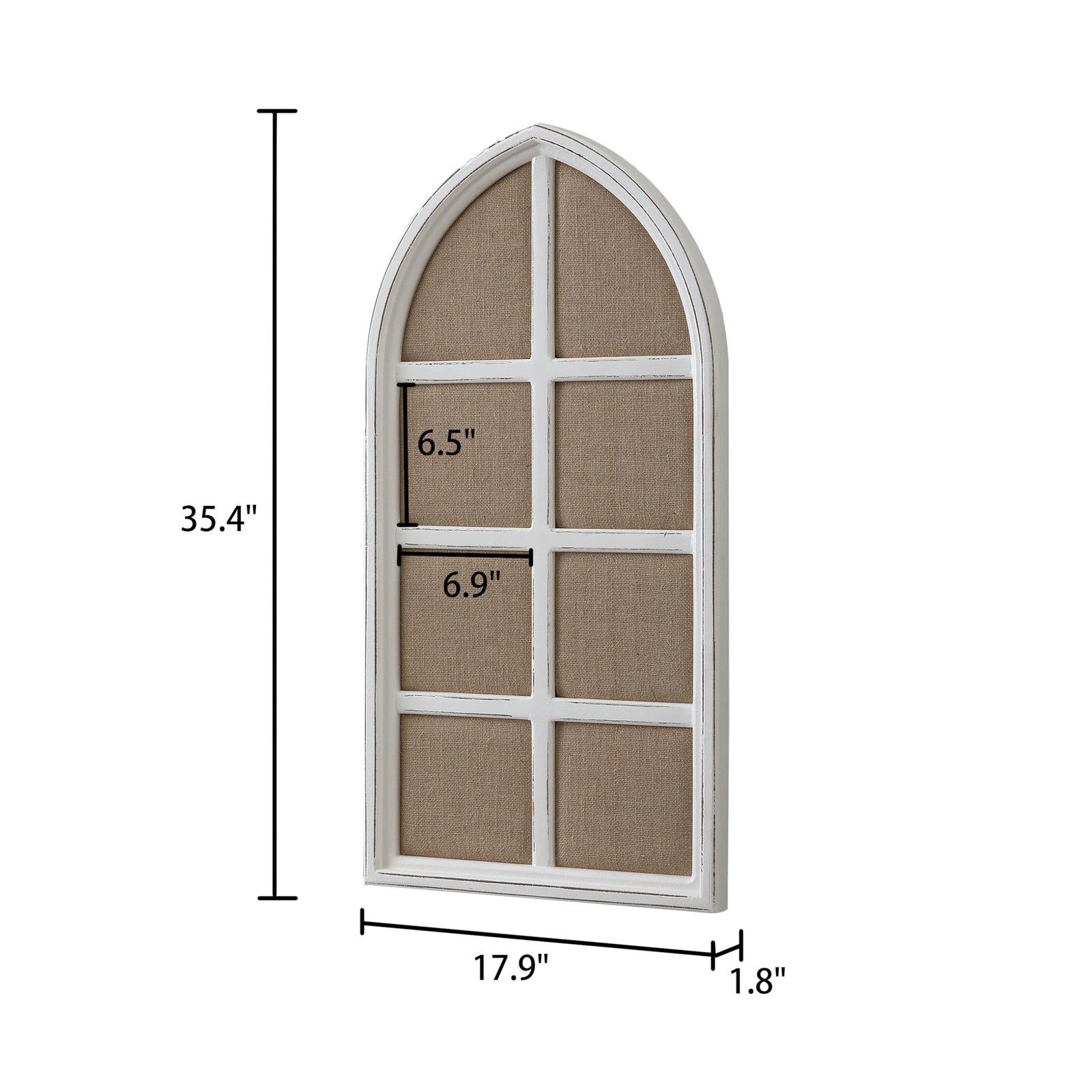 Arched Window Framed Bulletin Board Large, 35 × 18 Inches Linen Pin Board, Fa…