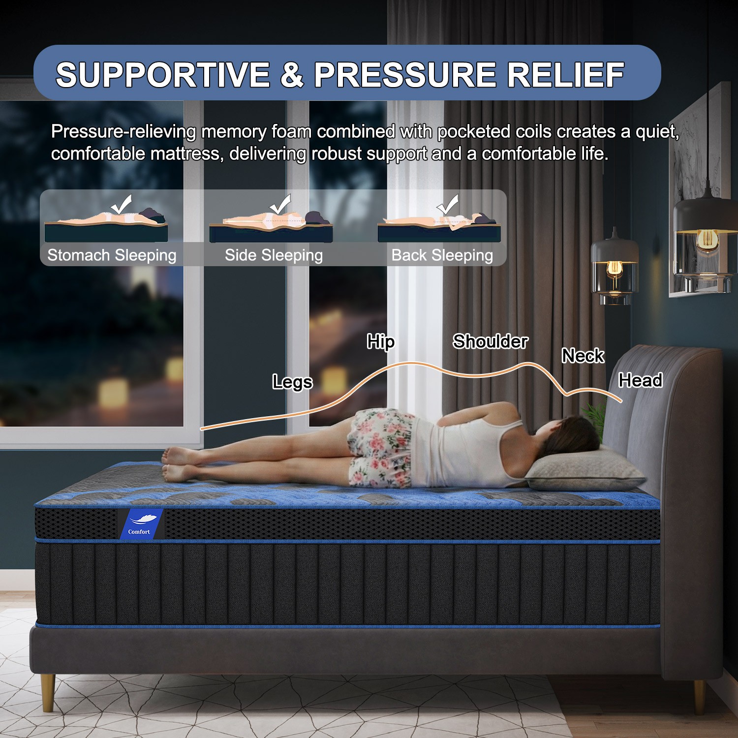 12″ 14″Twin Full Queen King Size Gel Memory Foam Spring Mattress In A Box