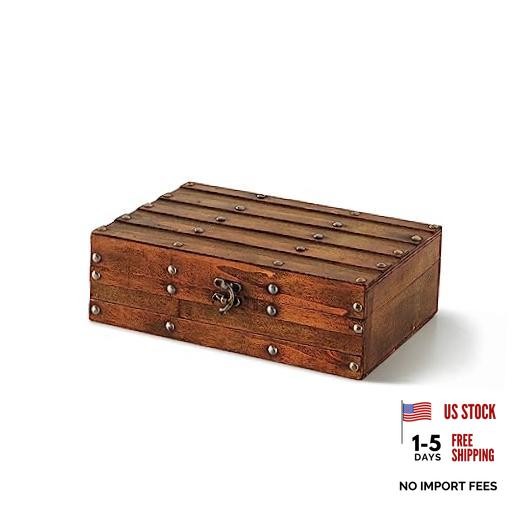 – Wooden Memory Storage Box with Hinged Lid, 11.2×7.8×3.5 In | Keepsake Chest