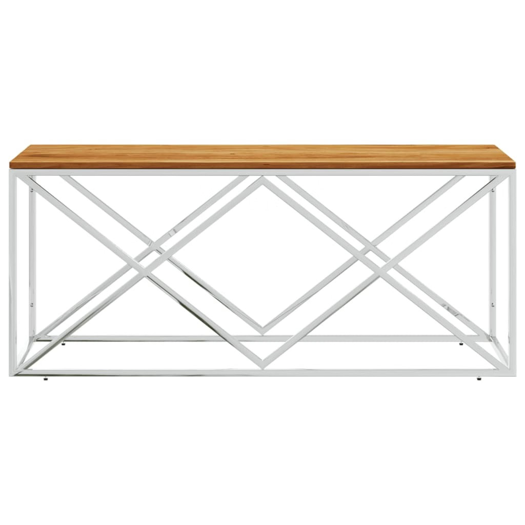 Coffee Table Stainless Steel and Solid Wood Acacia