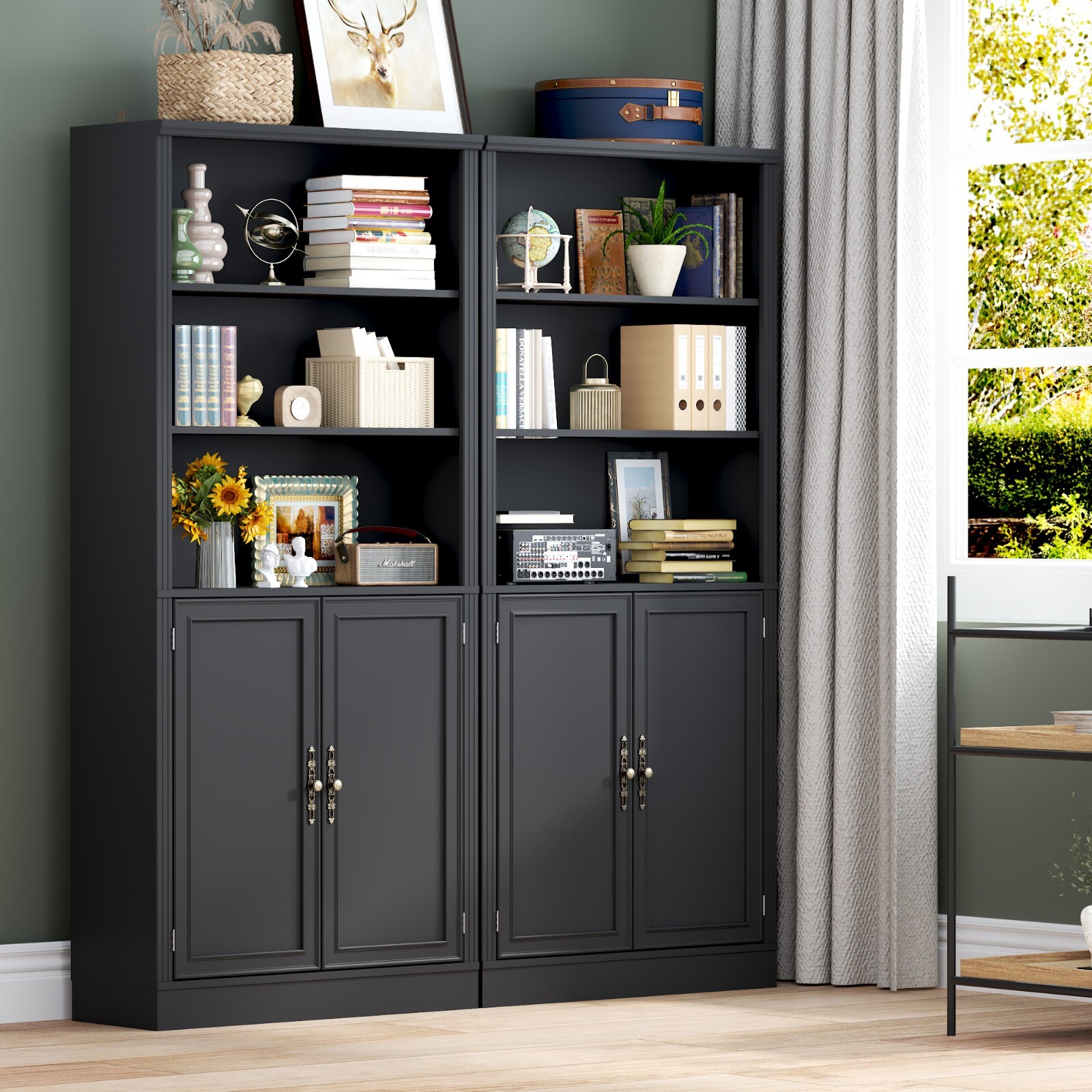 Bookshelves Bookcases with Doors Floor Standing 6 Tier Display Storage Shelf