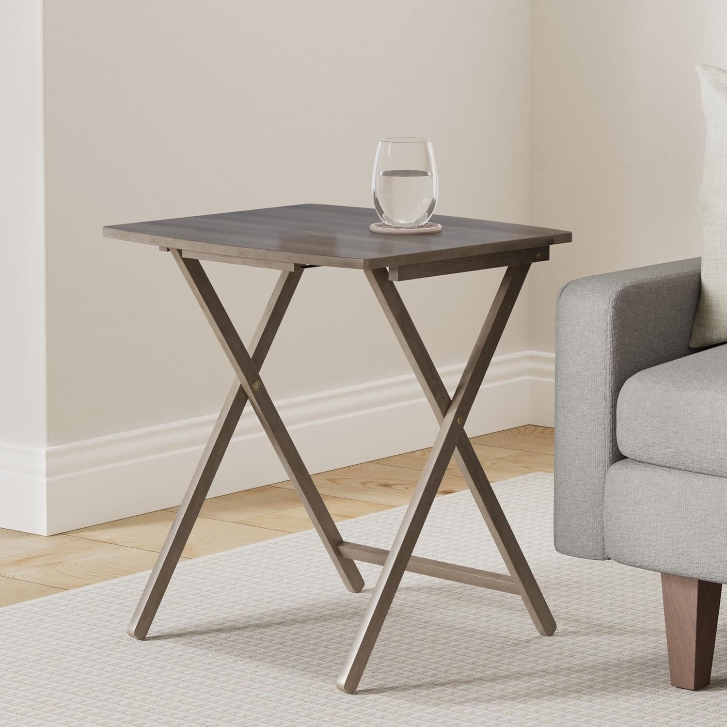 5pc XL Oversized Tray Table Set, Rustic Grey