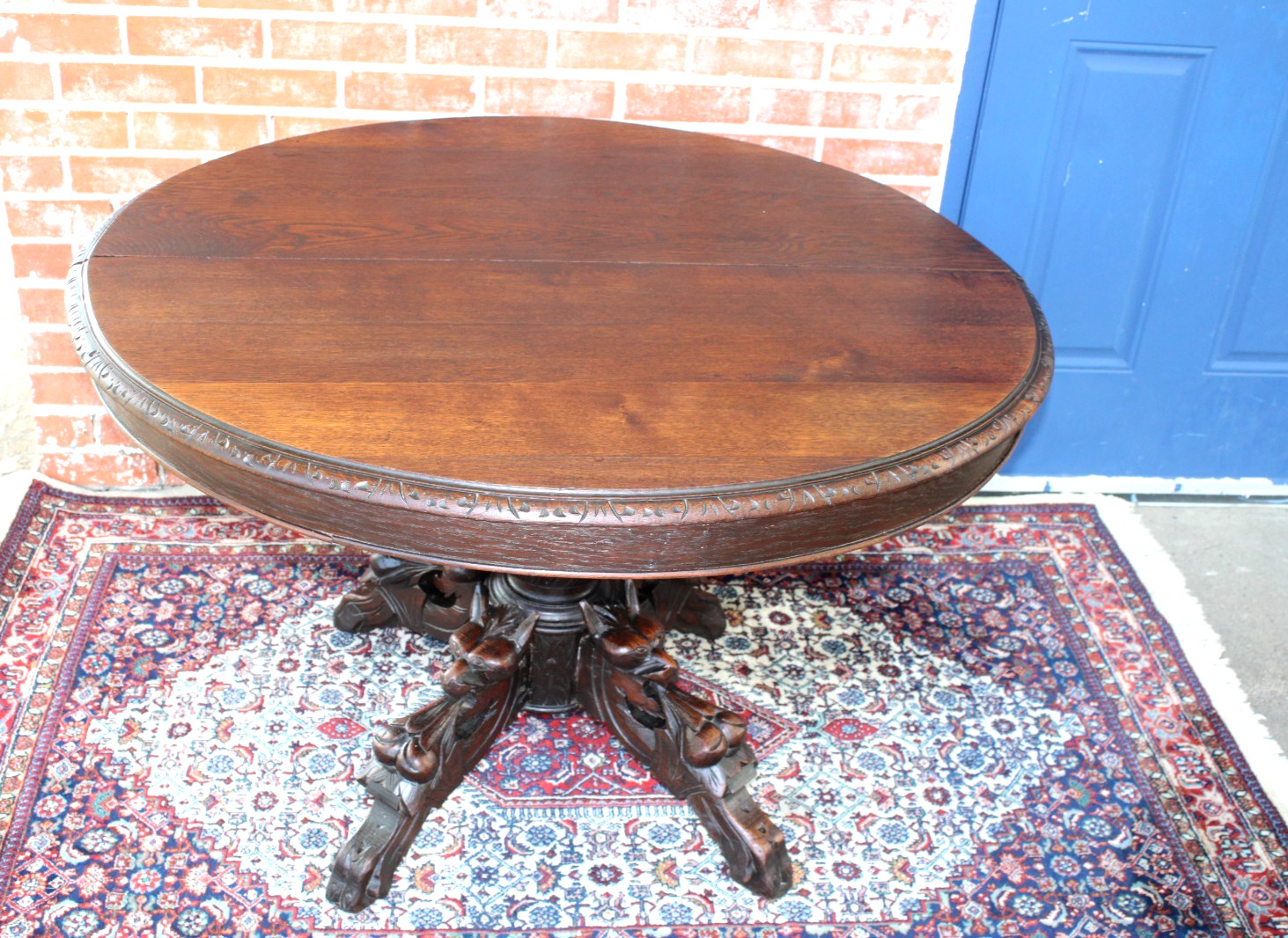 French Antique Oval Oak Renaissance Louis XIII Dining Table