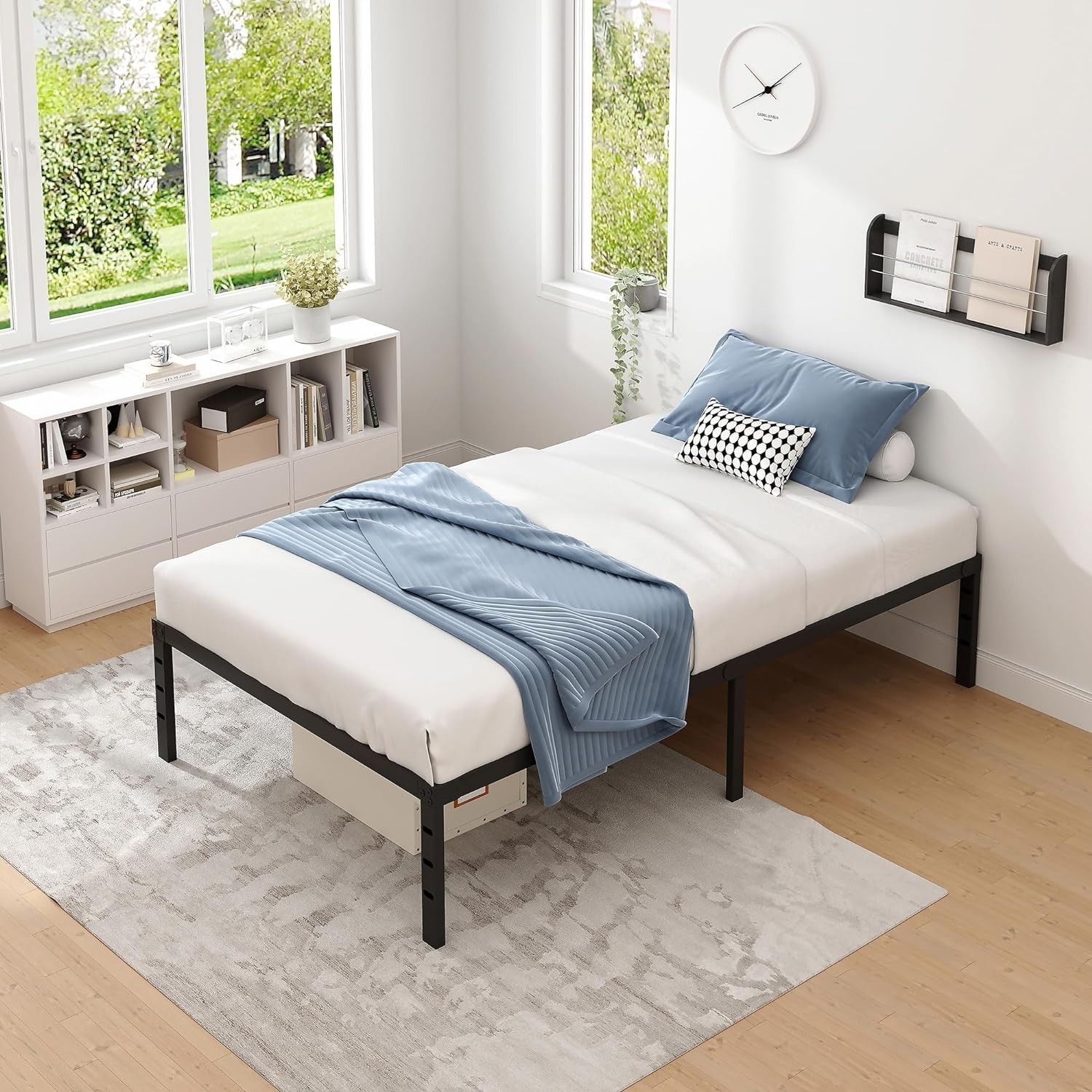 Space-Saving Twin Metal Bed Frame with Easy Assembly & Under-Bed Storage – Black