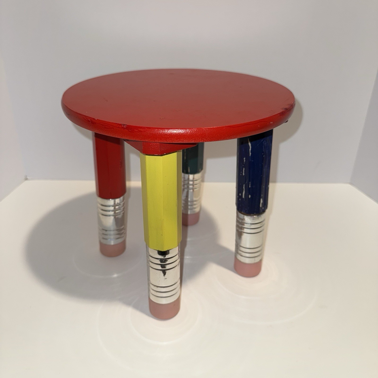 Vintage 1980s Pierre Sala Crayons Pencil Wood Multicolored Child’s Stool