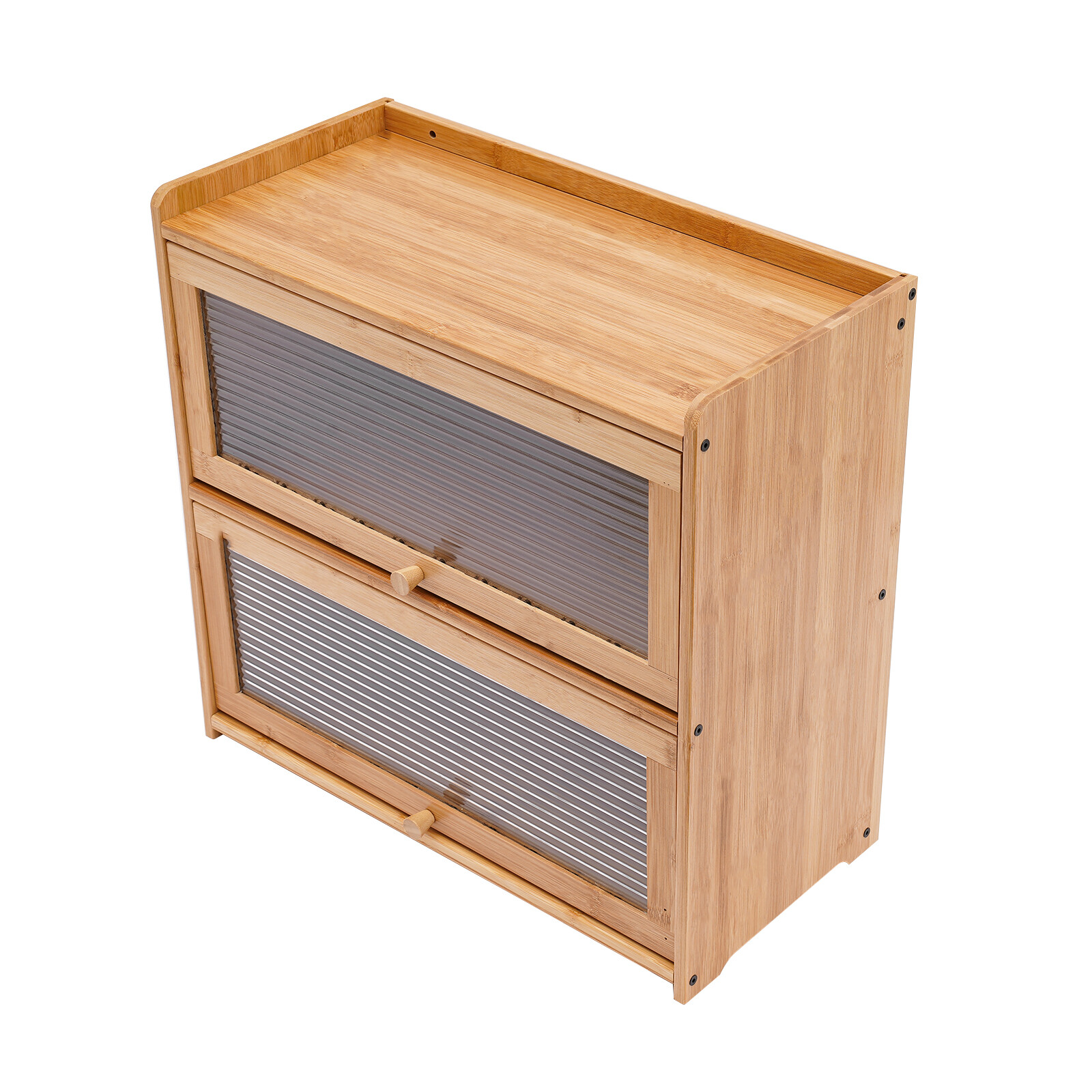 2 Tiers Bamboo& Acrylic Primary Color 20.5*9.8*19.7in Countertop Storage Cabinet