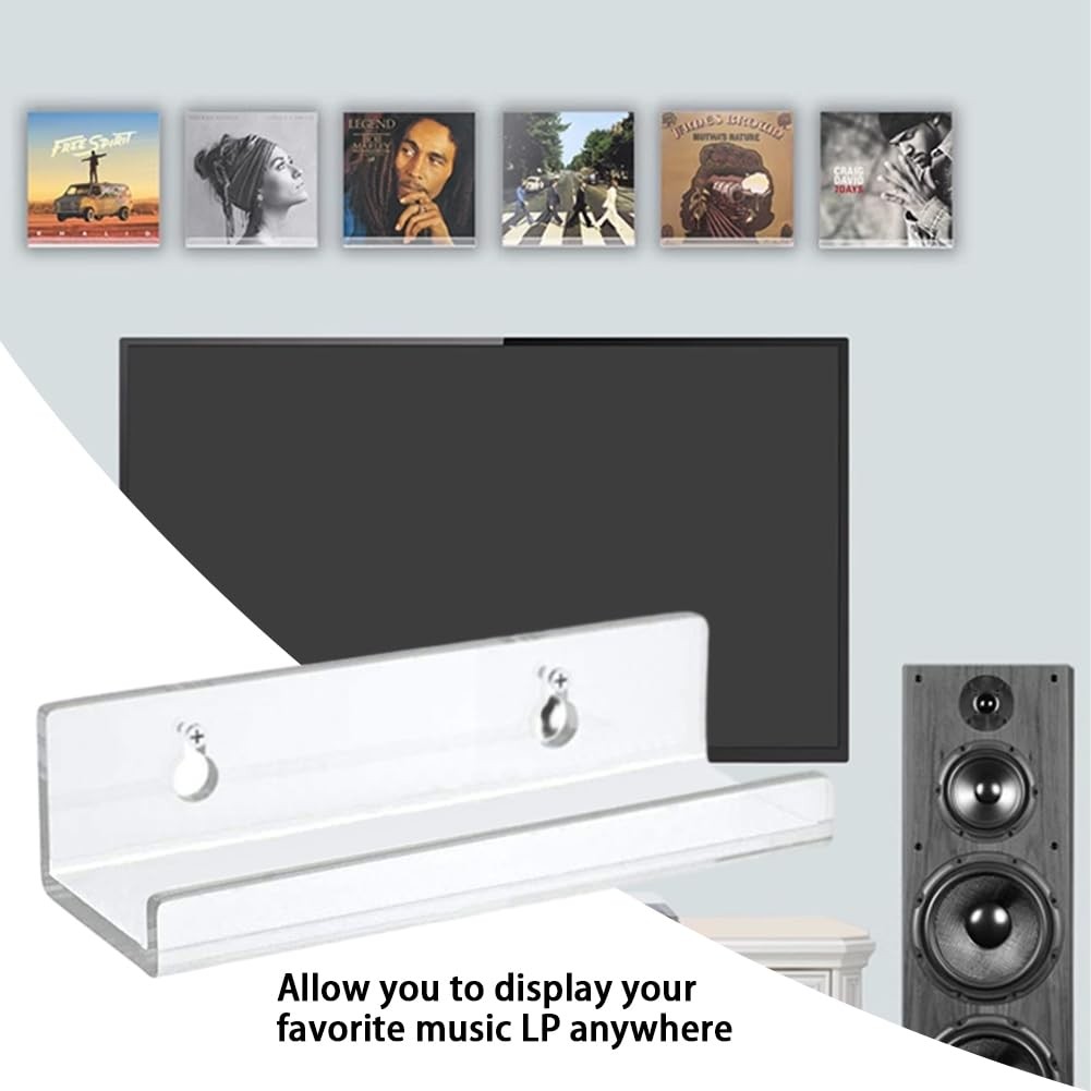 Vinyl Record Wall Mount Shelf 12 Pack, Clear Acrylic Floating Display Ledge, …