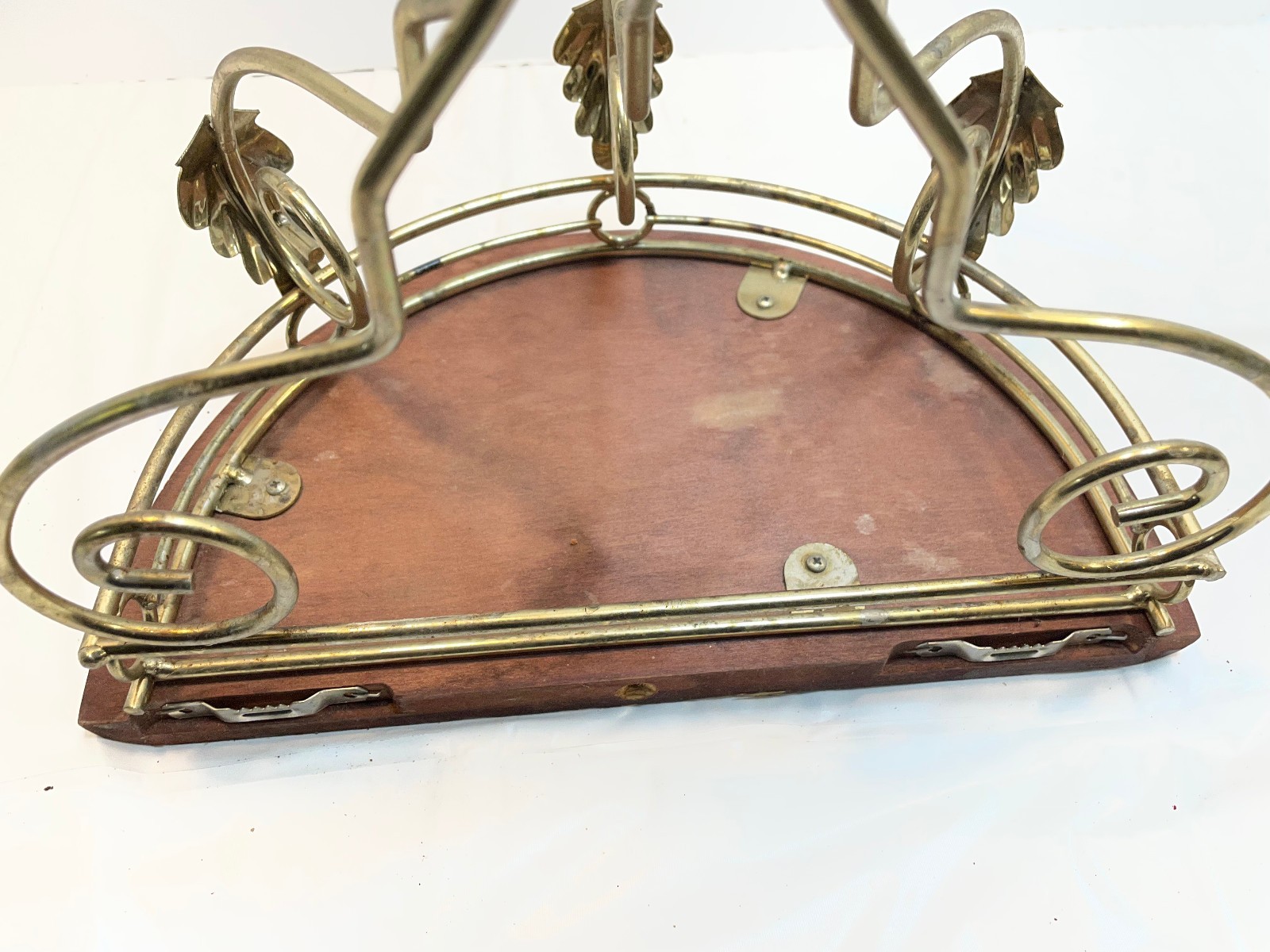 Vintage Wall Shelf Rustic Country Primitive Wood Metal Gold Leaf 10 x 11 x 6.75