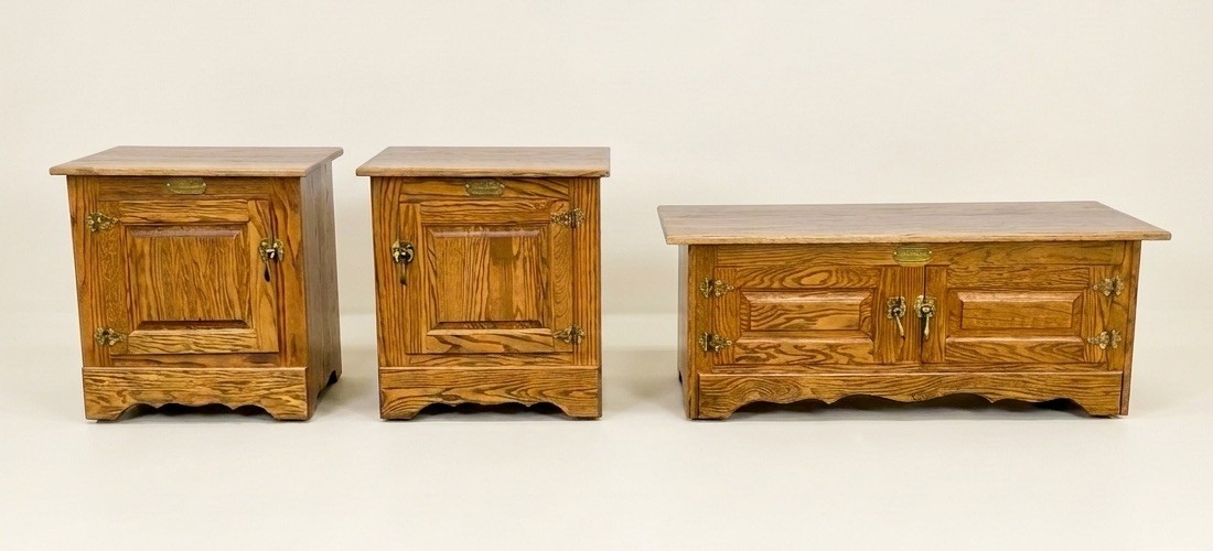Authentic 3-Piece White Clad Solid Oak Living Room Set
