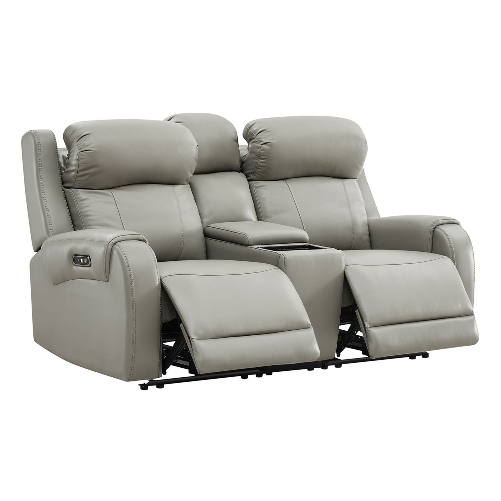CHITA Genuine Leather Power Recliner Sofa, Wall Hugger Reclining Sofa w/ Console